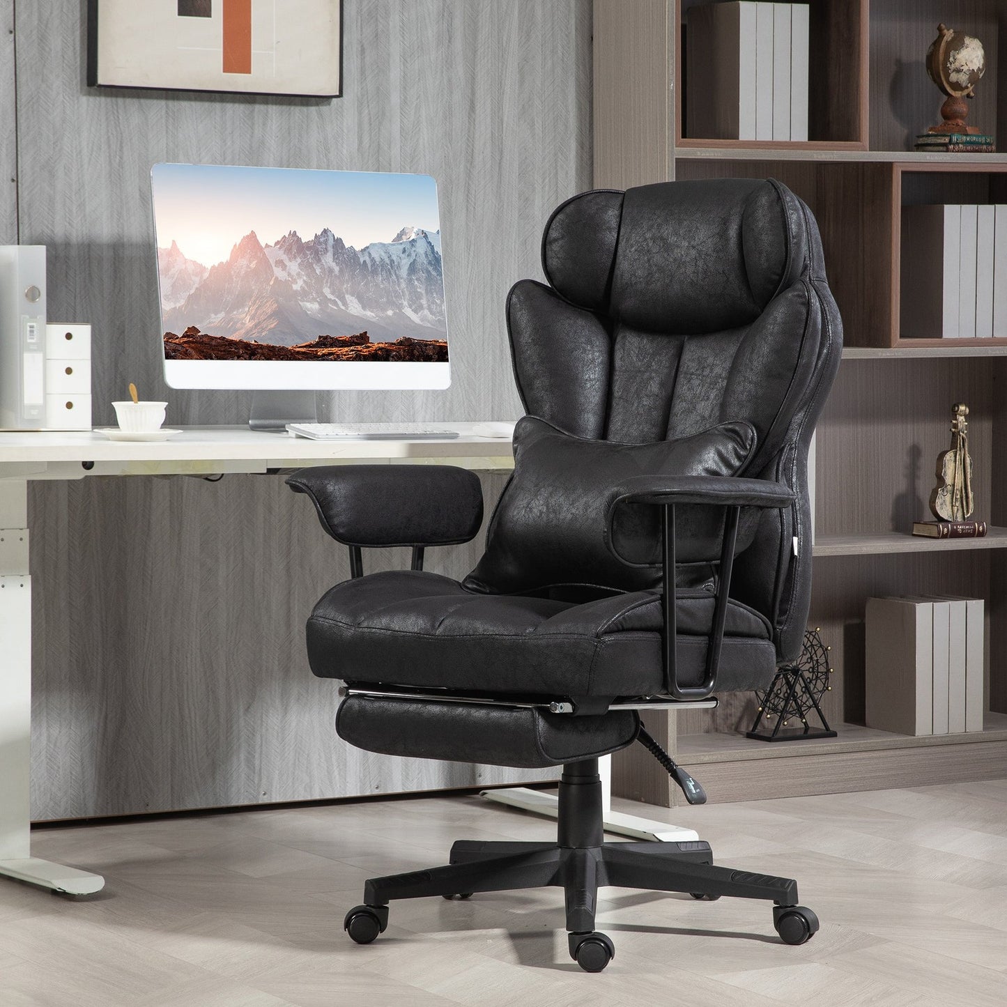 Herbie Big & Tall Microfiber Executive Office Chair with Heat & Massage, Black