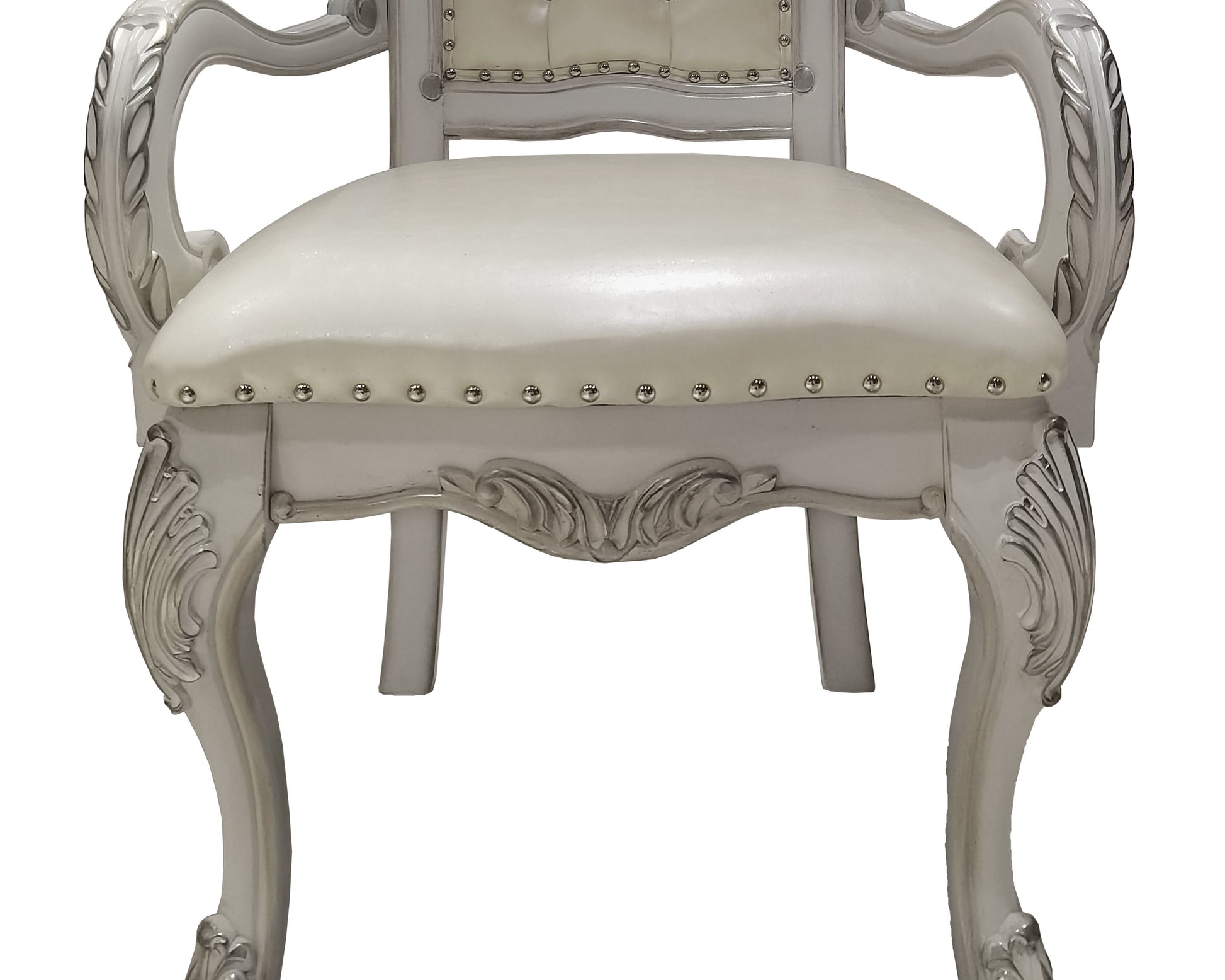 Ivory and Bone White Tufted Arm Chair Set of 2