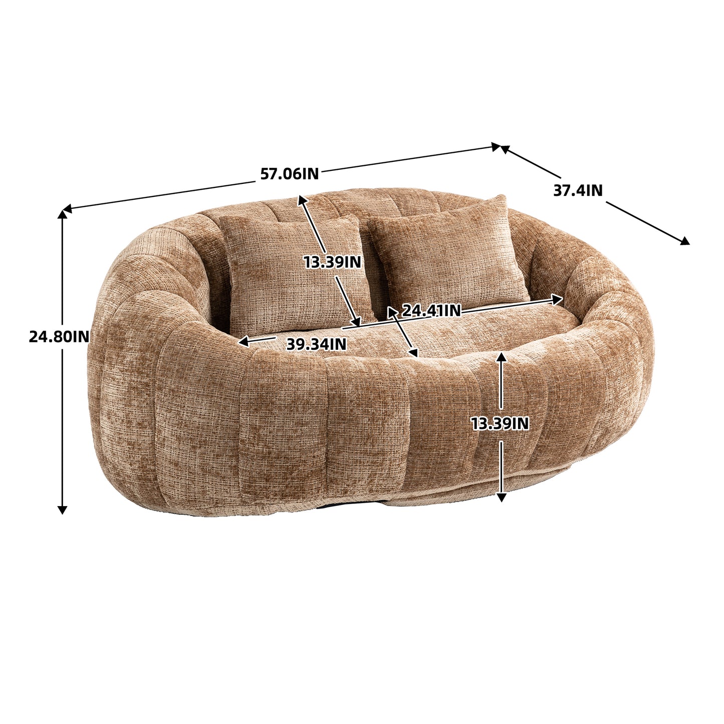 Coolmore Versatile Elegance Coffee Chenille High-Back 2 Seater Bean Bag Sofa for Indoor & Outdoor Relaxation