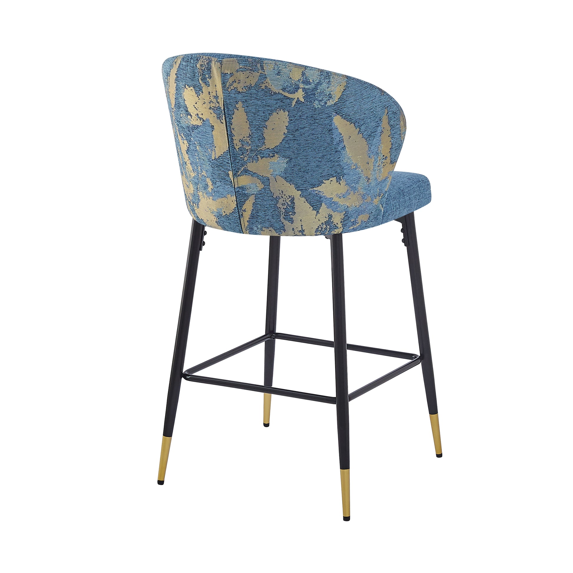 Evadne 28' Jacquard Print Bar Stools Set of 2 Blue