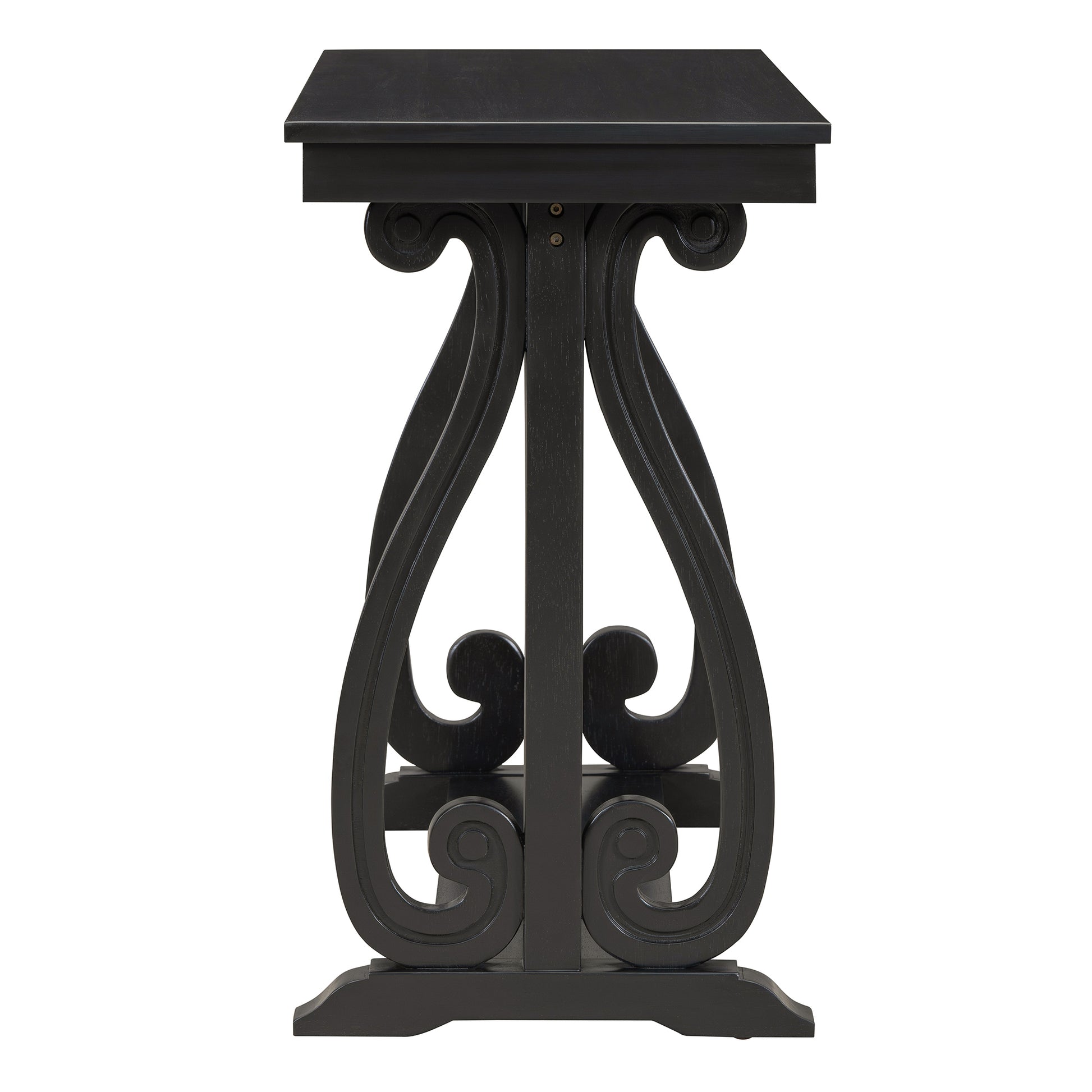 Zelene 48" Rustic Farmhouse Console Table with Lower Shelf, Black