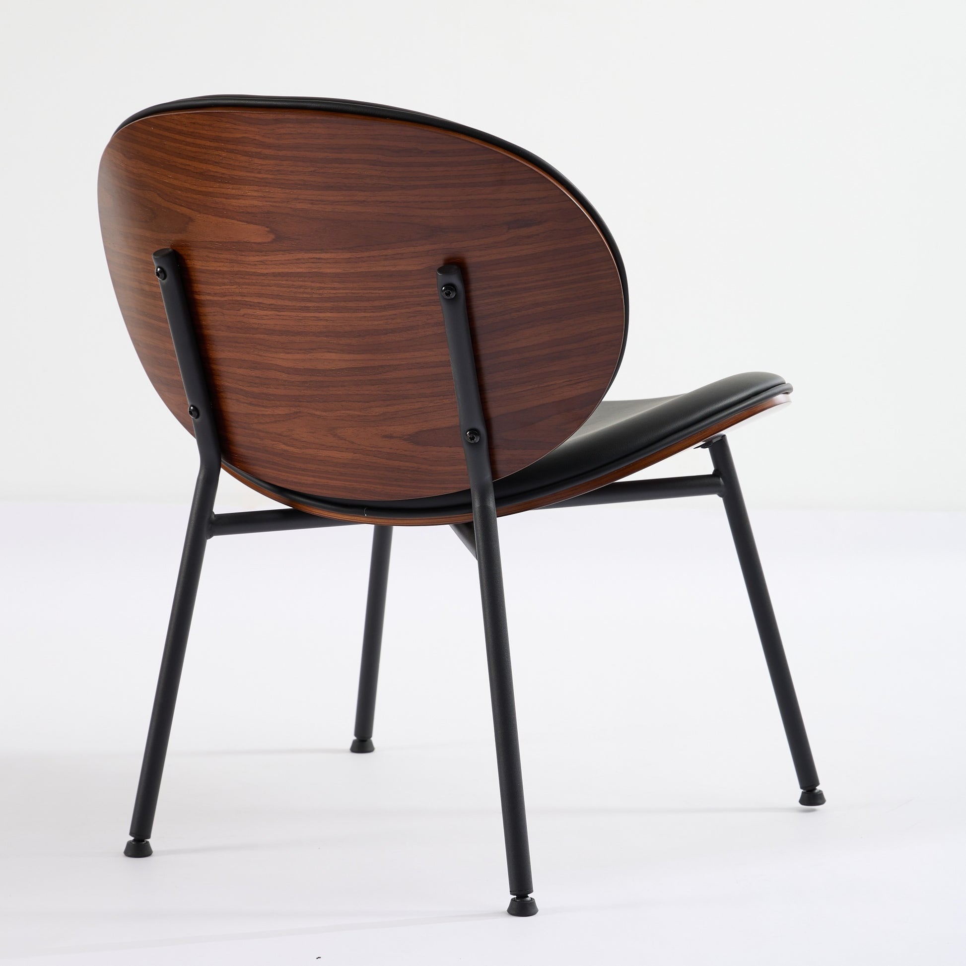 Weston Mid-Century Modern Shell Chair Side Chair, Black & Walnut