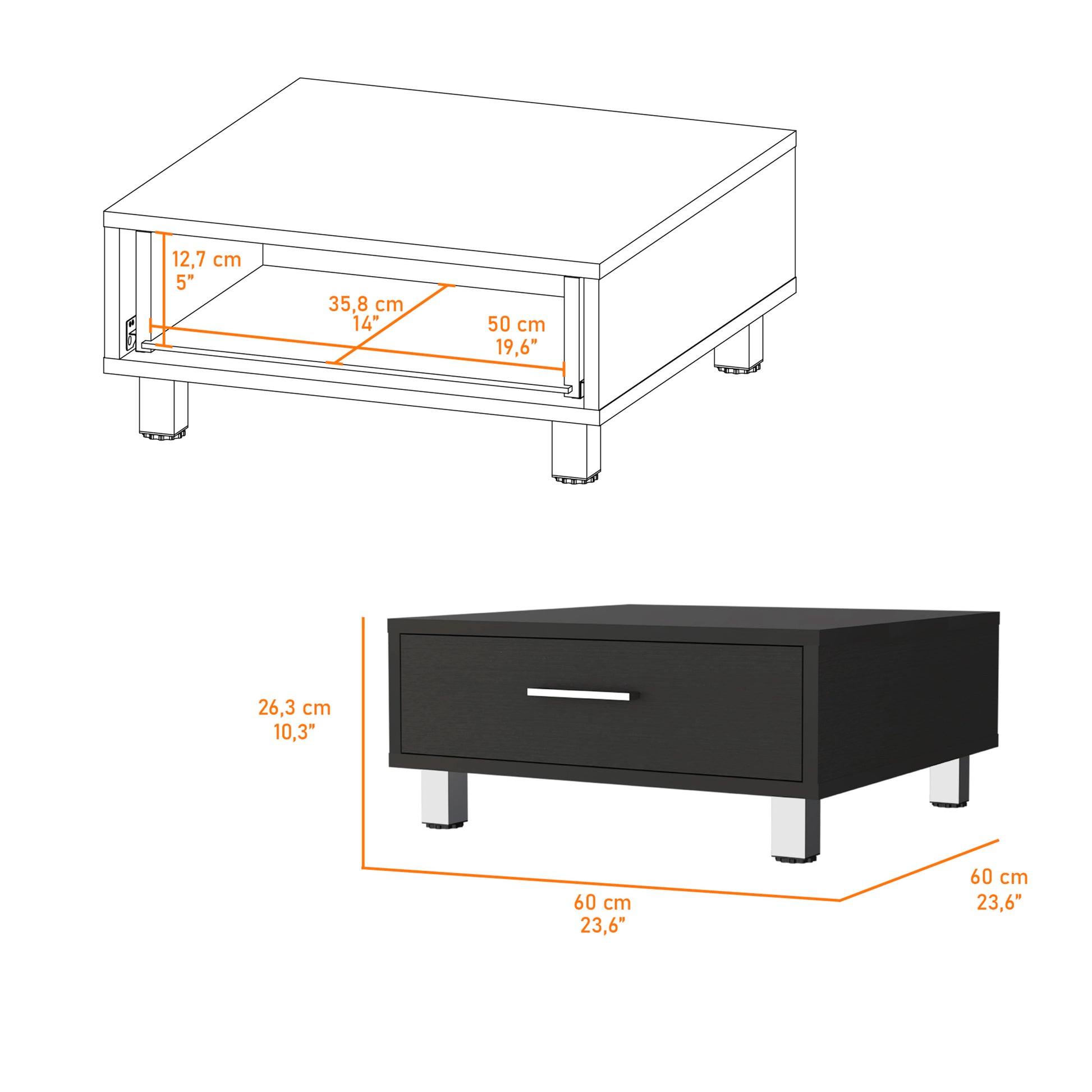 Black Wengue 1-Drawer Rectangle Coffee Table