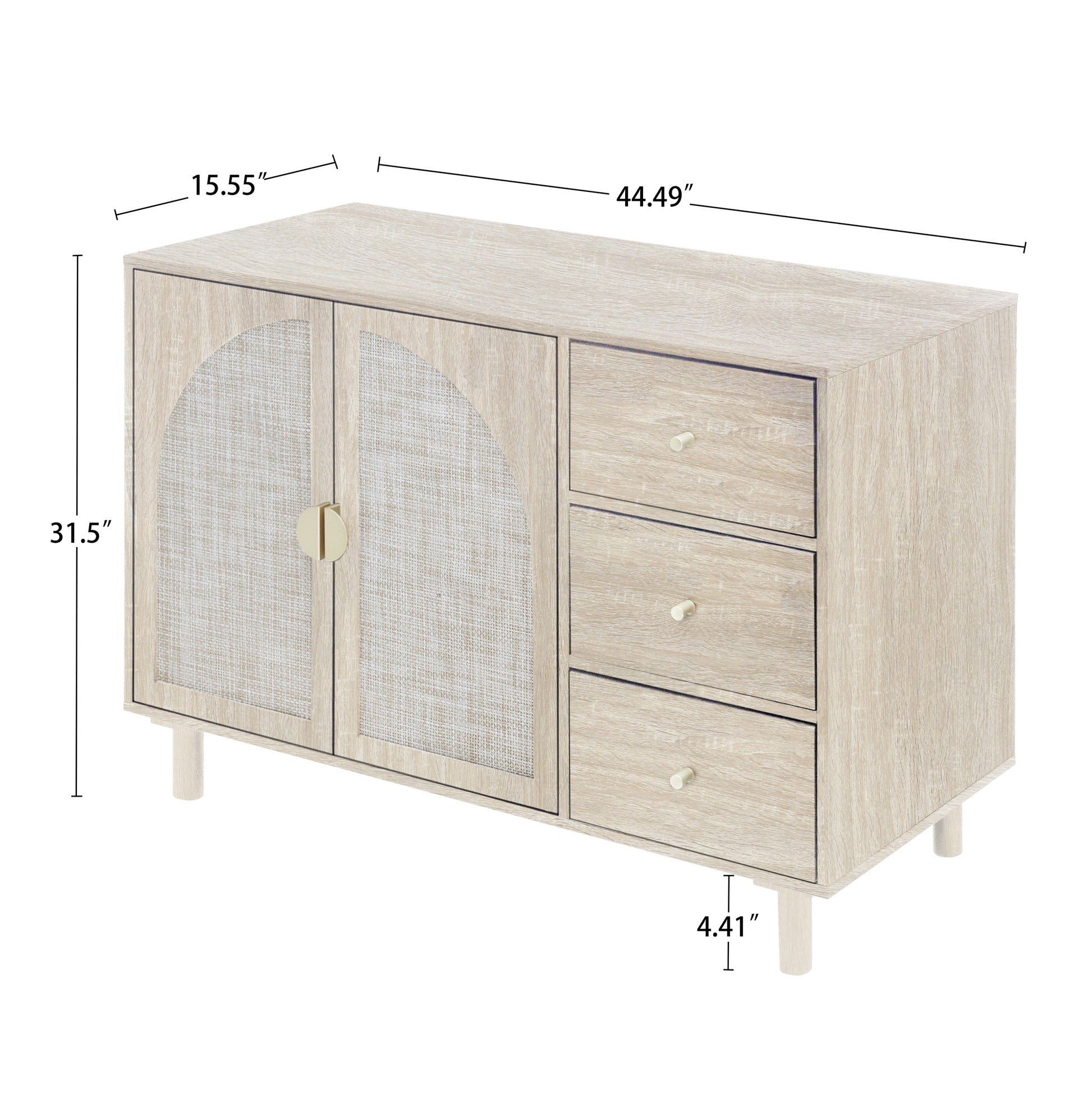 Rune Natural Finish Accent Cabinet with Rattan Door Fronts