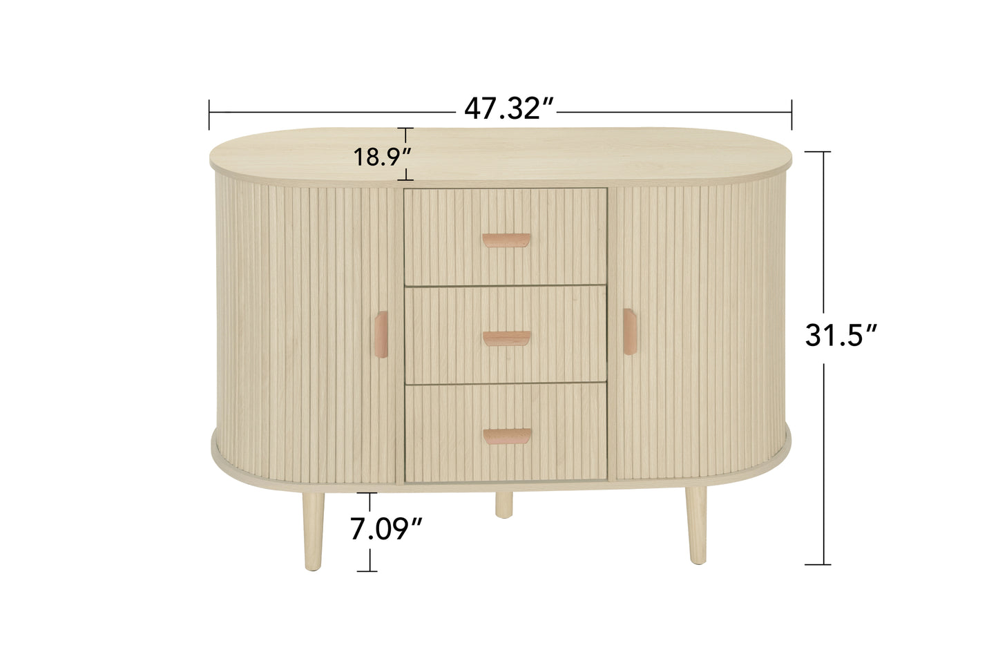 Braxton II Modern 3-drawer, 2-door Sideboard Cabinet, Natural