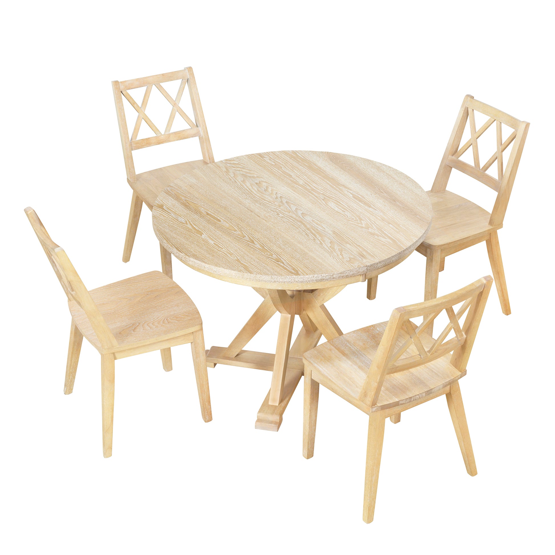 Franklin Mid-Century Modern Oval Dining Set with Cross Back Chairs, Natural