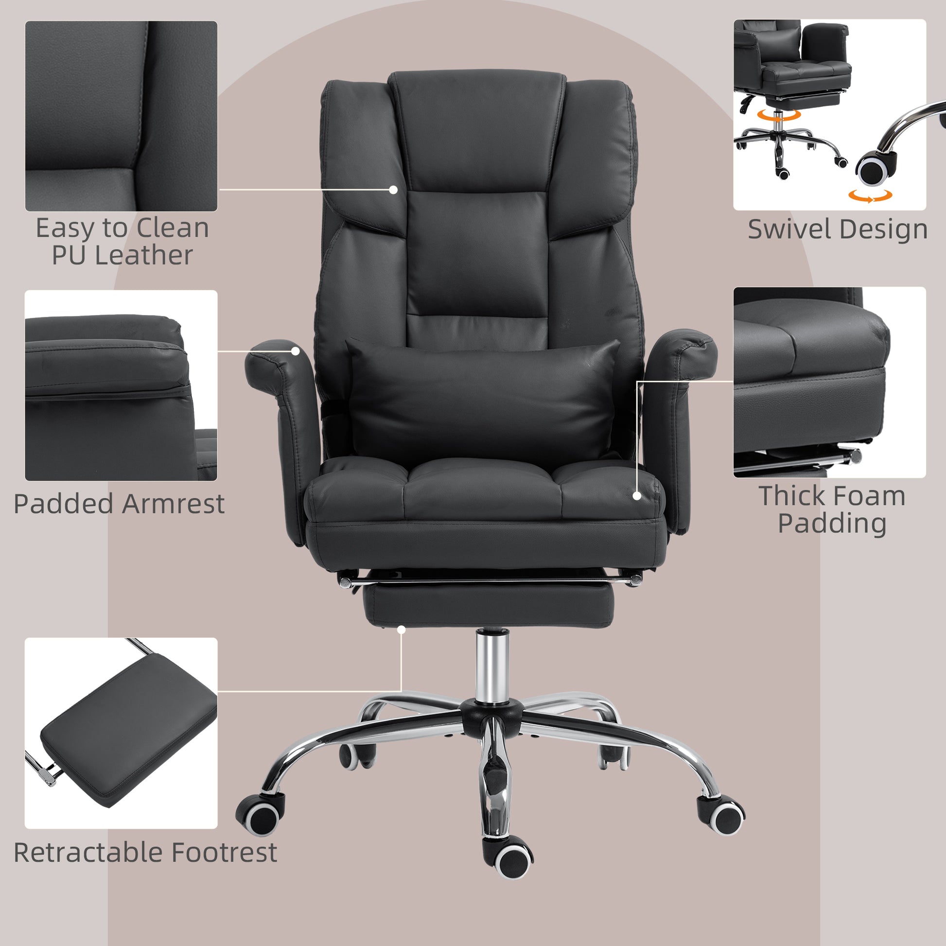 Amara PU Leather Executive Office Chair, Black