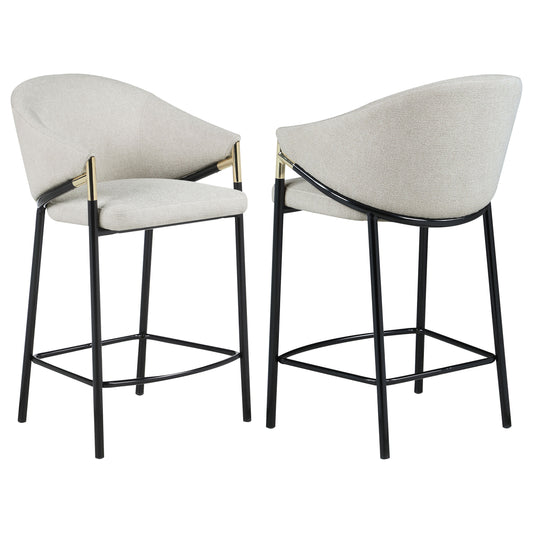 Zadie Beige and Glossy Black Sloped Arm Counter Height Stools Set of 2