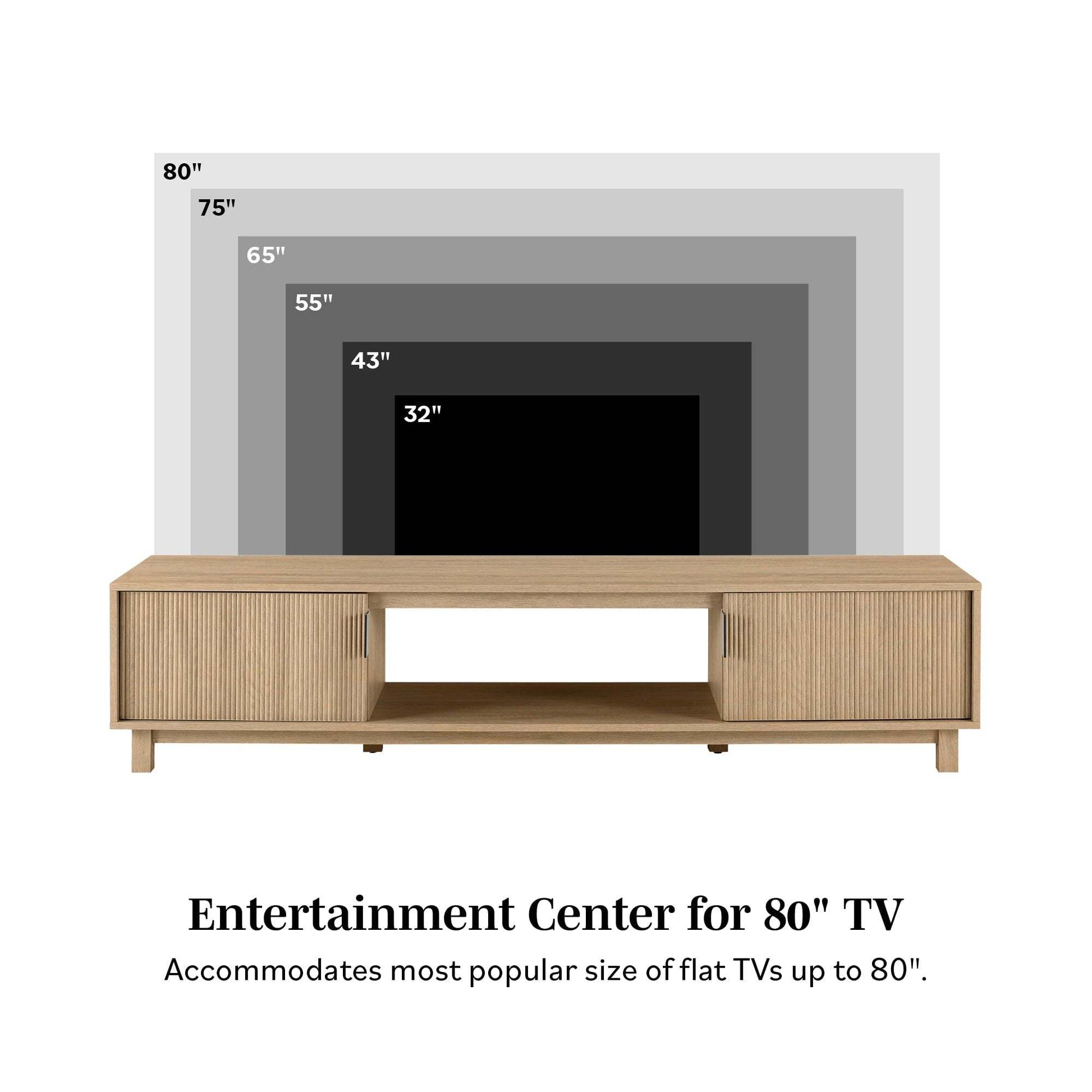 Felicity Modern Fluted-Door Minimalist TV Stand for TVs up to 80 inches – Coastal Oak