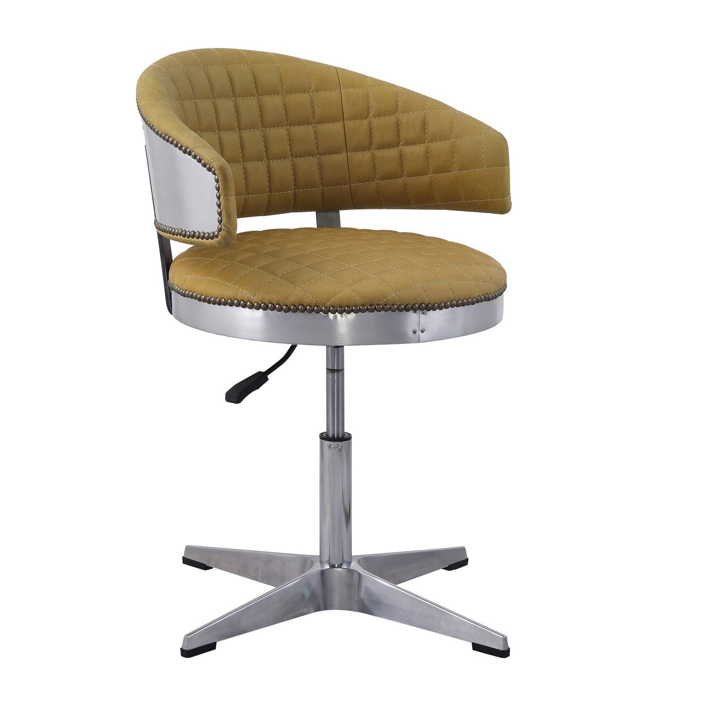 Turmeric and Chrome Adjustable Swivel Tufted Stool