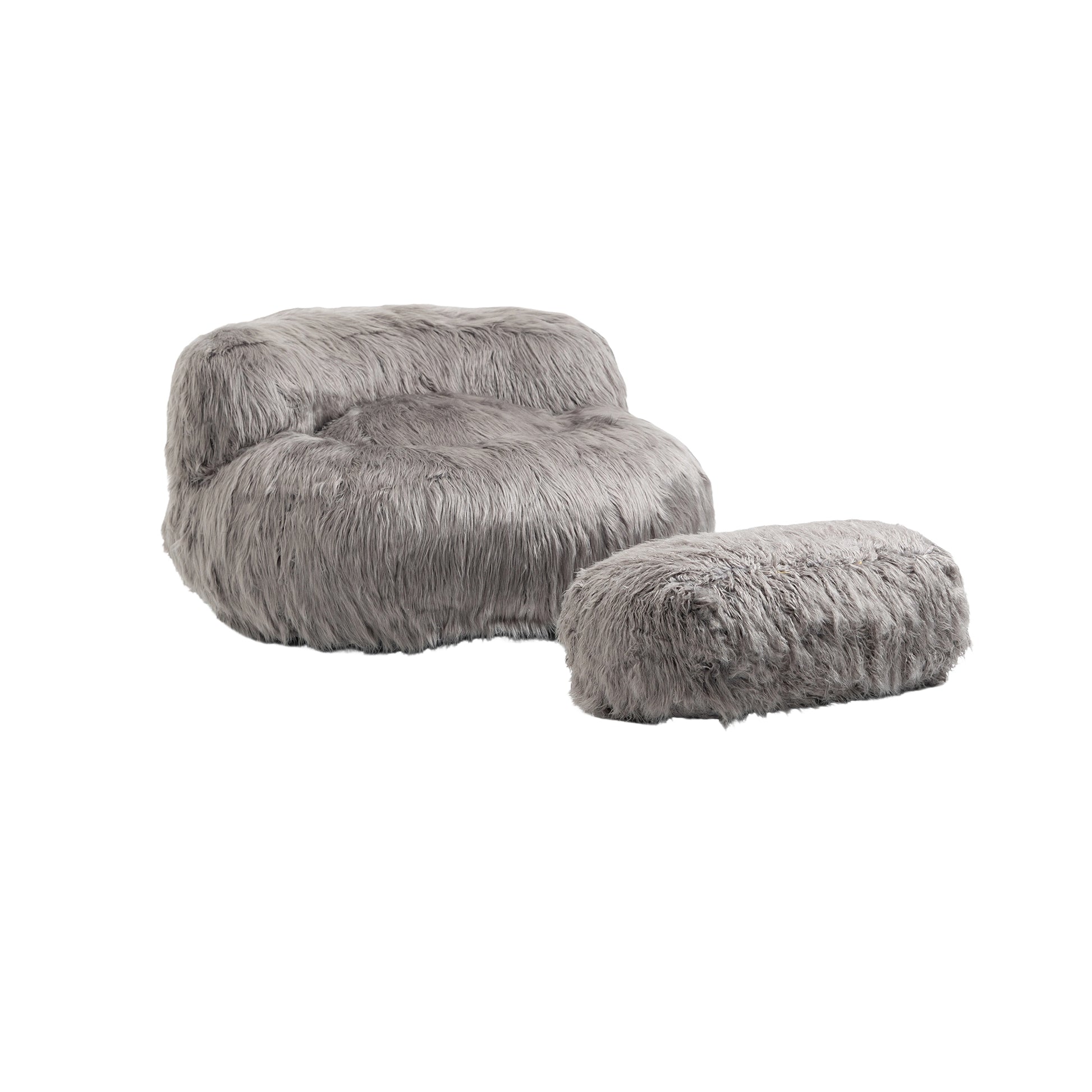 Coolmore Chic Comfort Gray Bean Bag Chair & Ottoman for Gaming and Relaxation