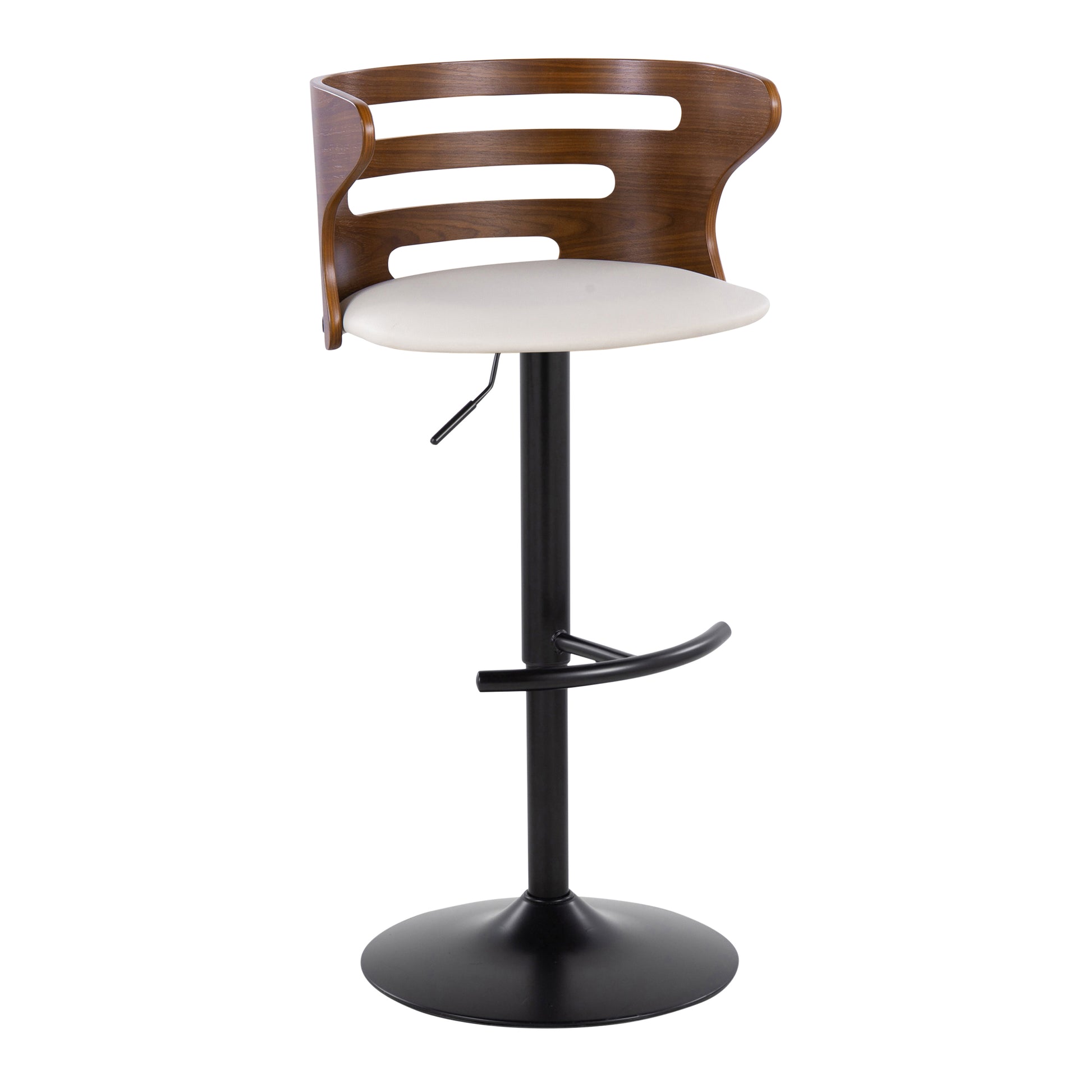 Cosi Mid-Century Modern Bar Stools with Leatherette Padded Seat Set of 2 Walnut