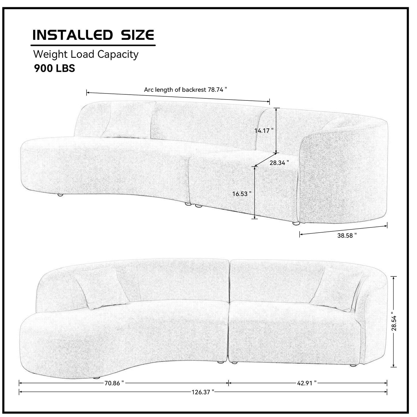 Jove Modern Curved Sectional in White Boucle