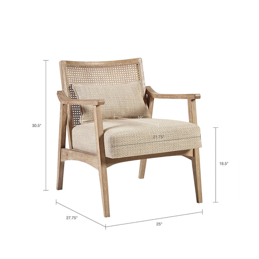 Kelly Mid-Century Modern Rattan Accent Arm Chair