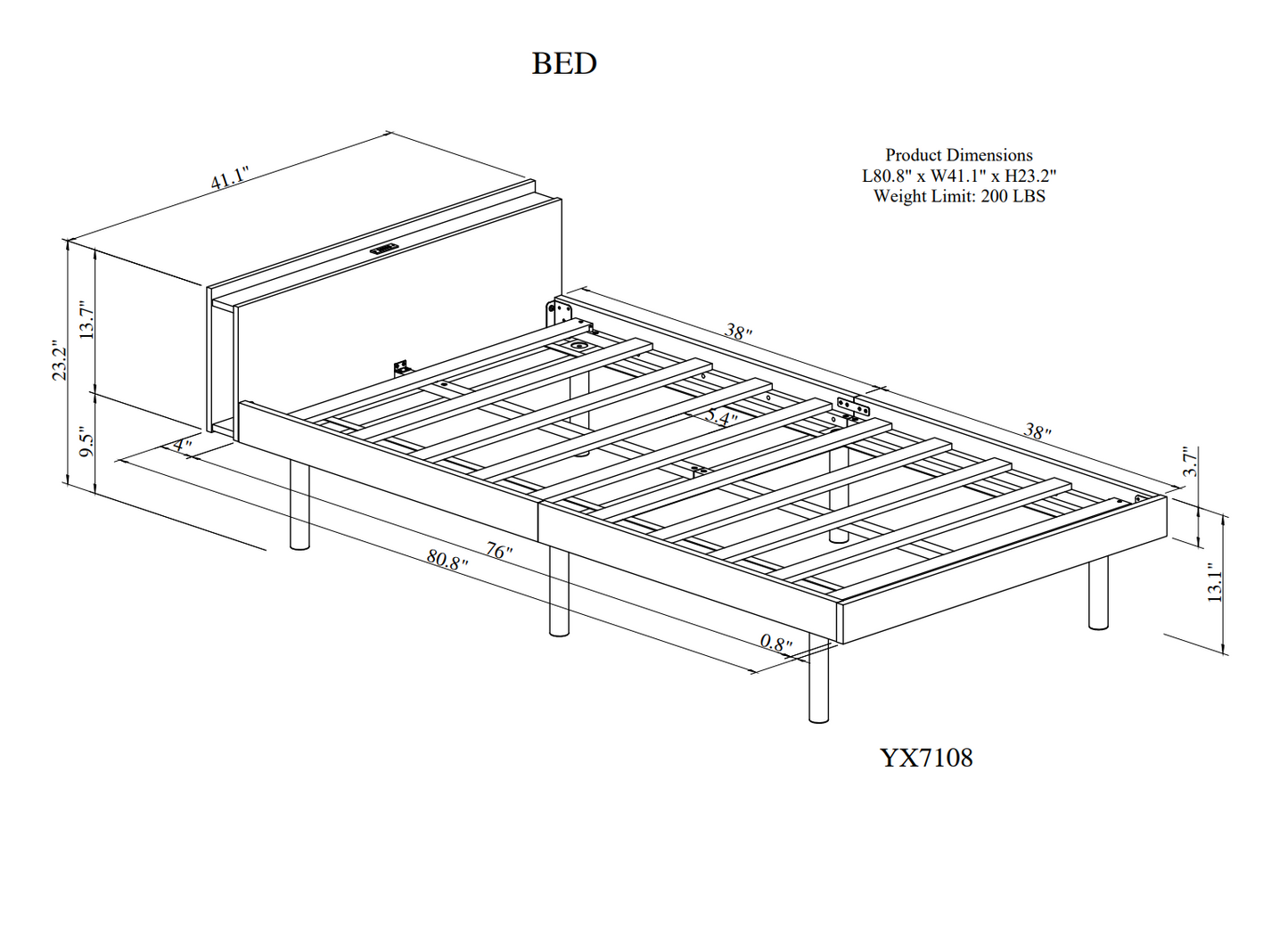 Harper Modern Twin Size Platform Bed Frame with Built-in USB