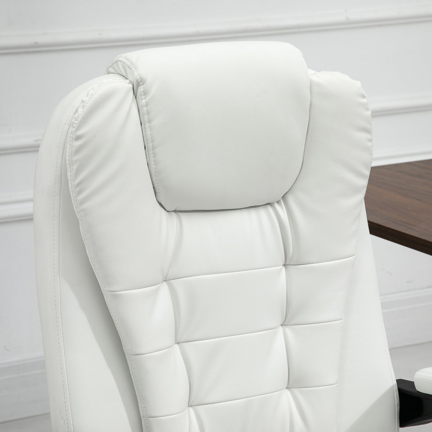 Rhoswen PU Leather Office Chair with Massage, White