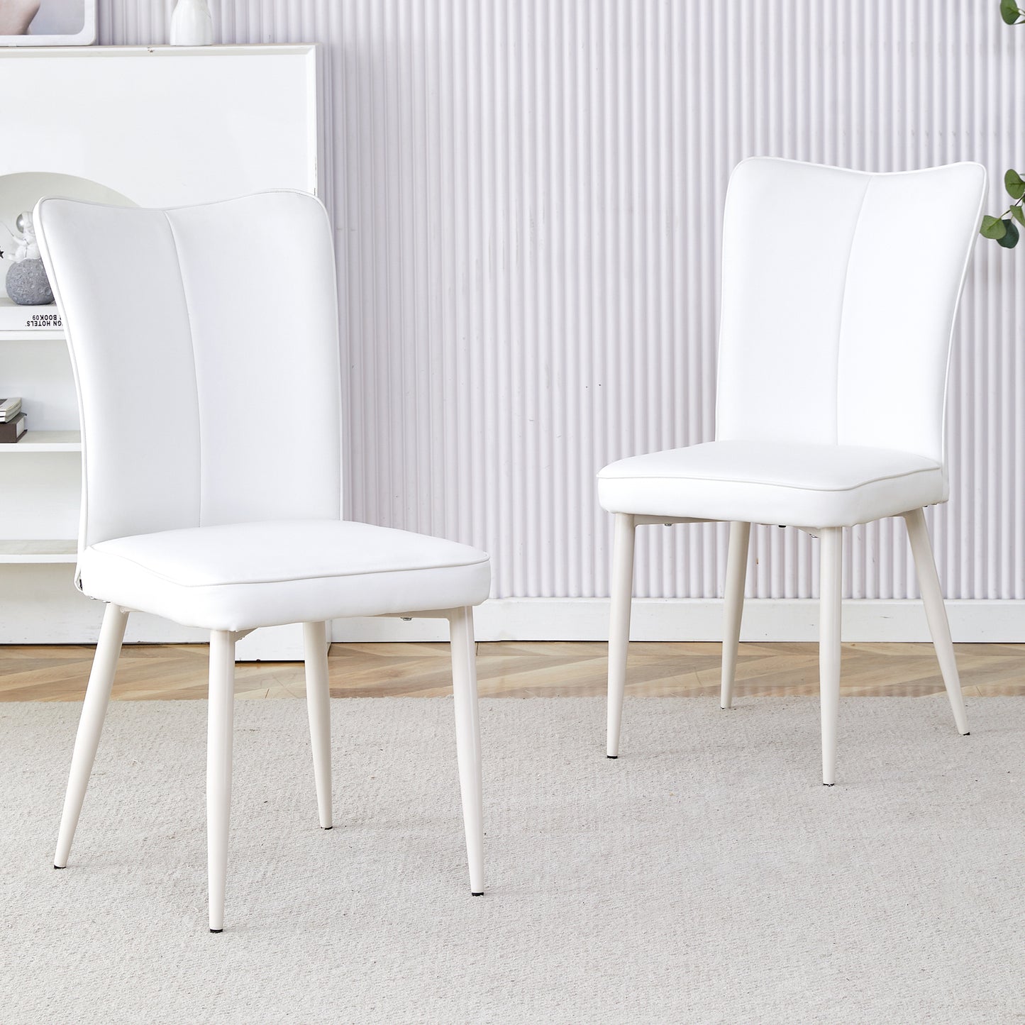 Ashley Modern Minimalist PU Leather Side Chairs Set of 2 , White