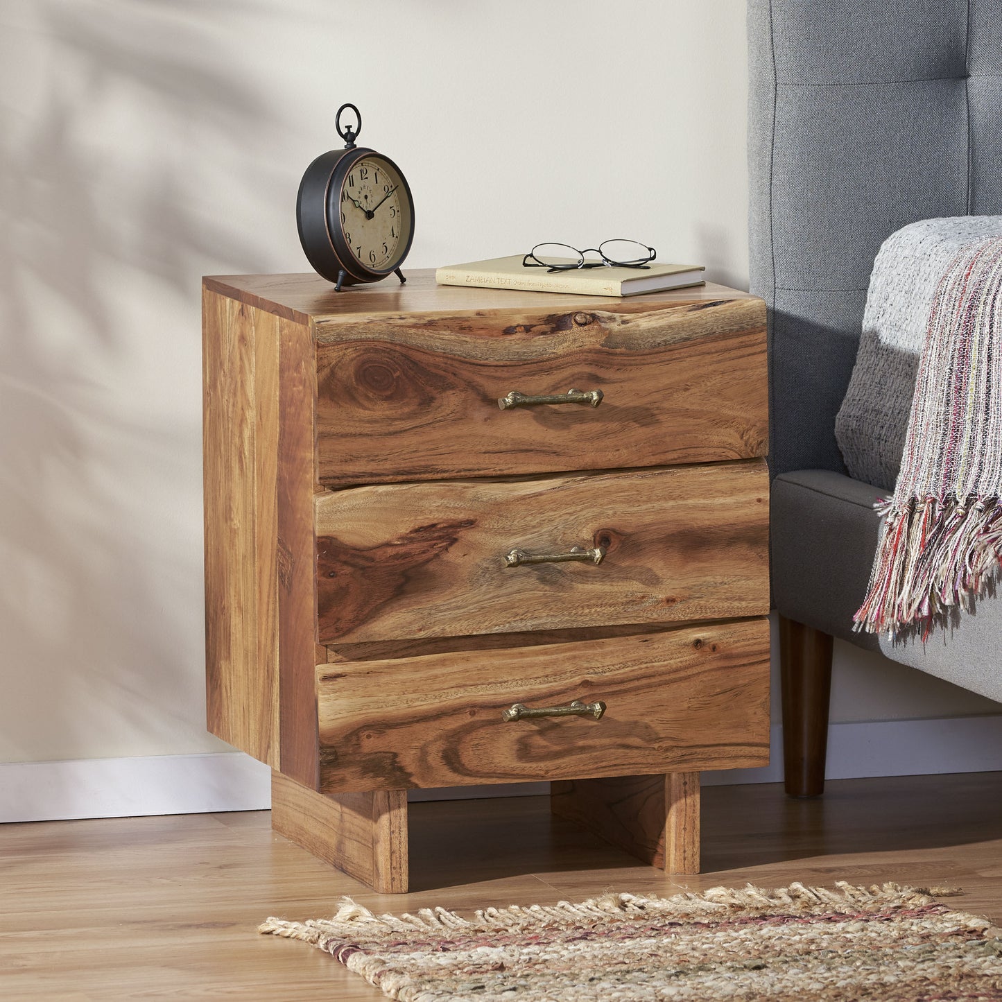 Wilma 3-Drawer BOHO Nightstand