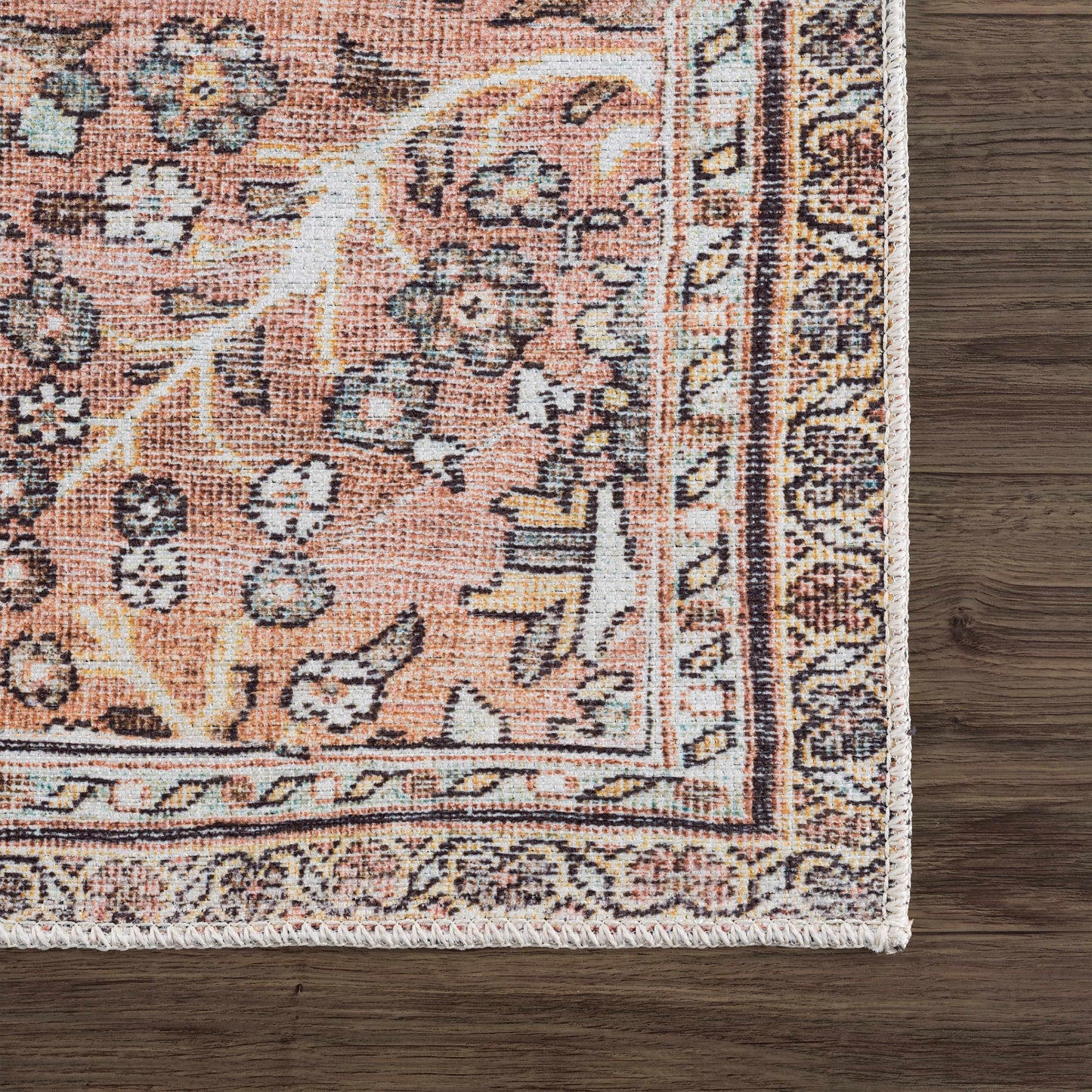 Urpi Rose & Brown Washable Area Rug - Clearance