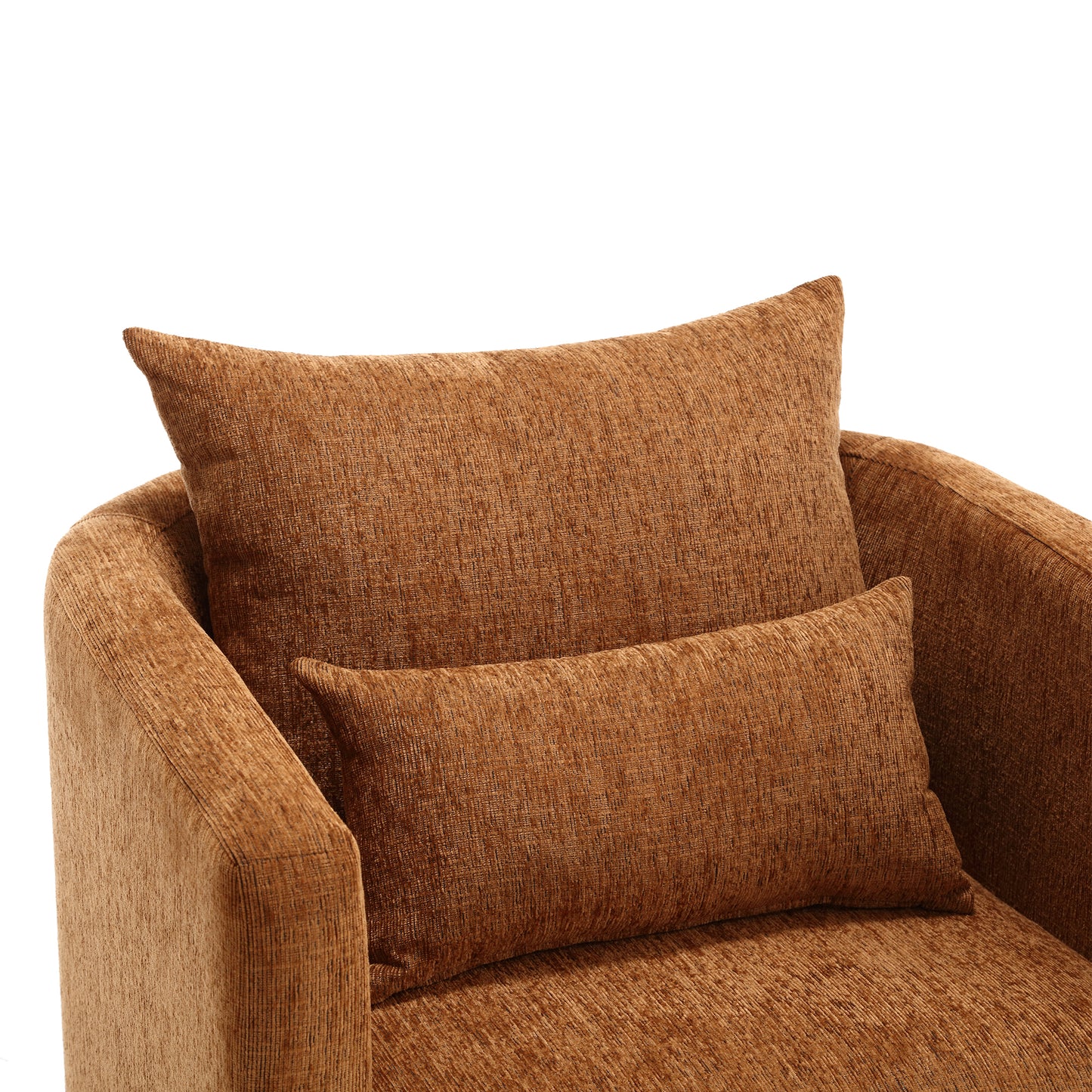 Coolmore Ultimate Comfort 360° Swivel Brown Chenille Barrel Chair for Any Space