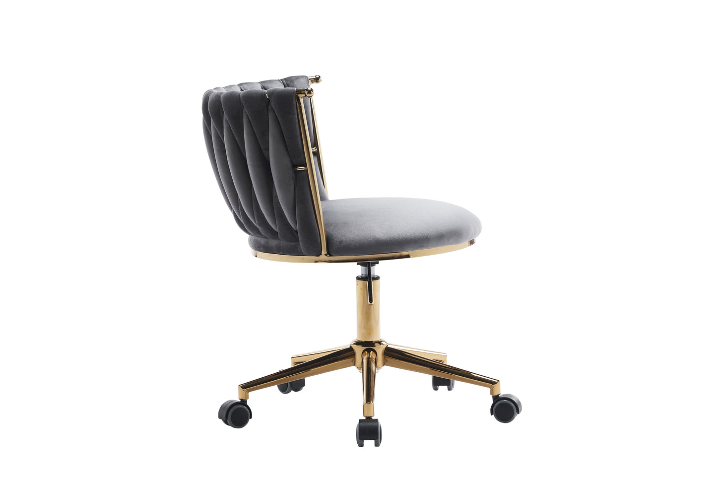 Emme Gold Framed Velvet Office Chair with Gold Base - Gray