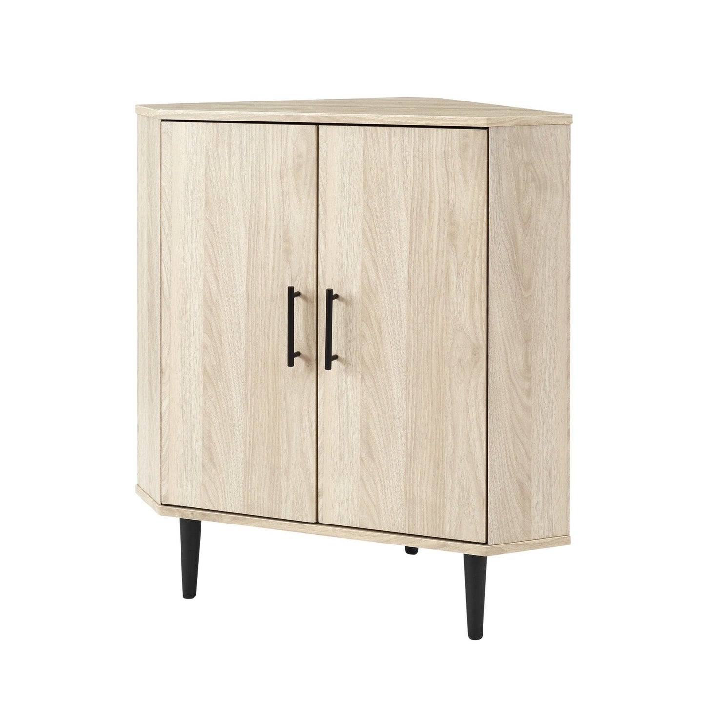 Chloe Contemporary 2-Door Mixed-Material Corner Accent Cabinet - Birch