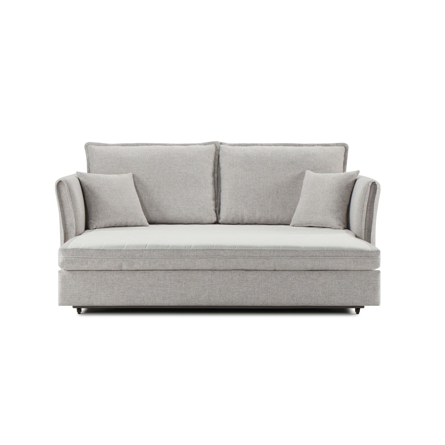 Oren Gray Chenille Sleeper Sectional Sofa w/ Storage & 2 Toss Pillows