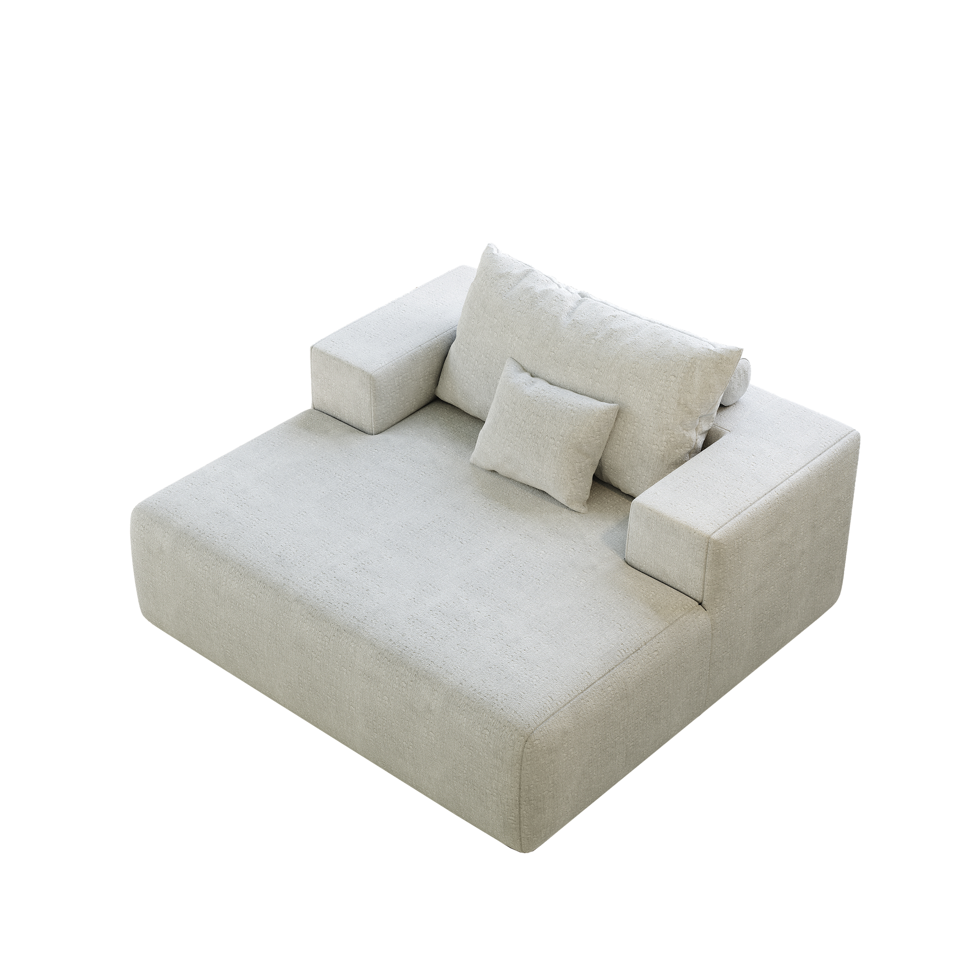 Cozy Chic: 50" Chenille Sponge Fluffy Beige Lounge Chair for Any Space