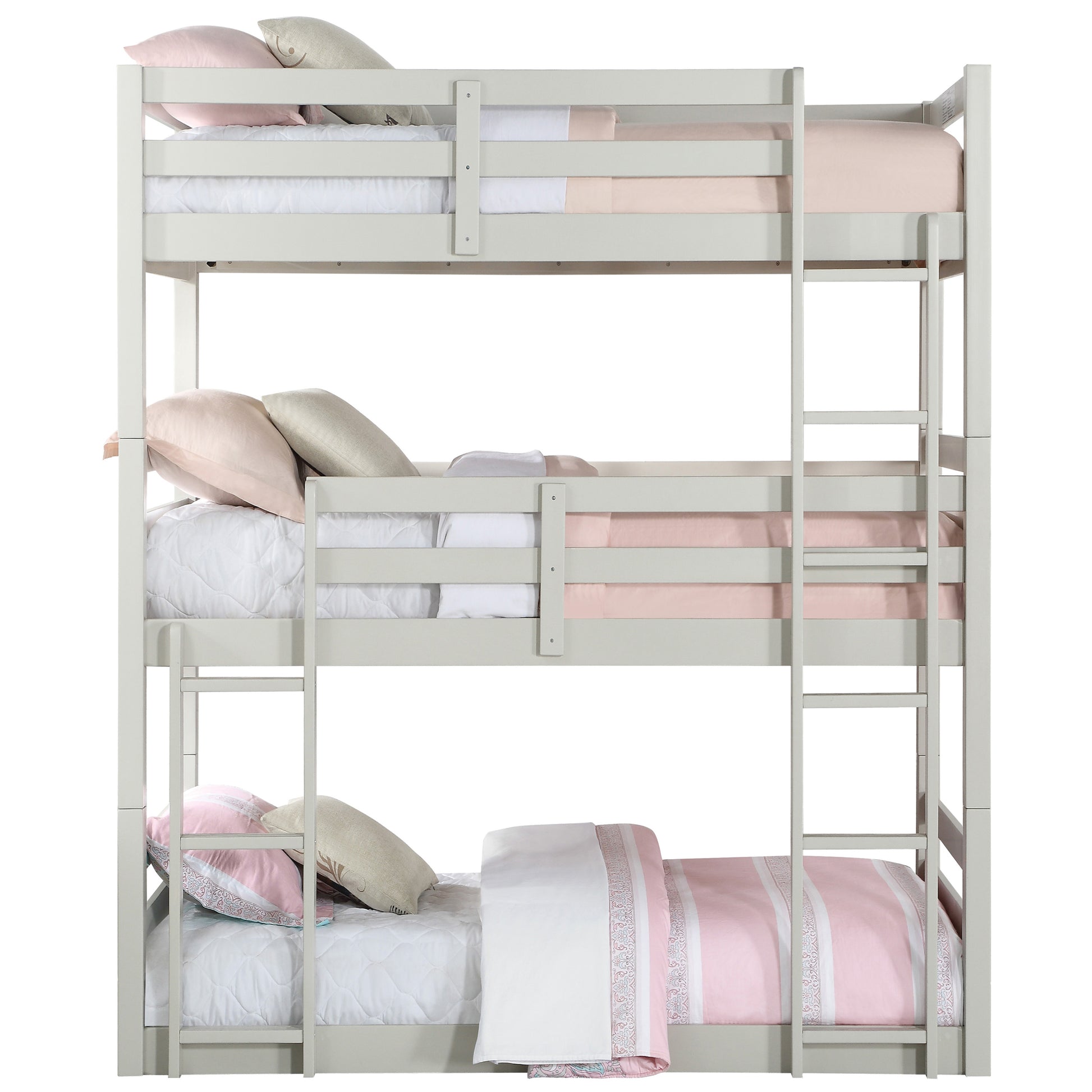 Acme Light Grey Wooden Twin Triple Bunk Bed