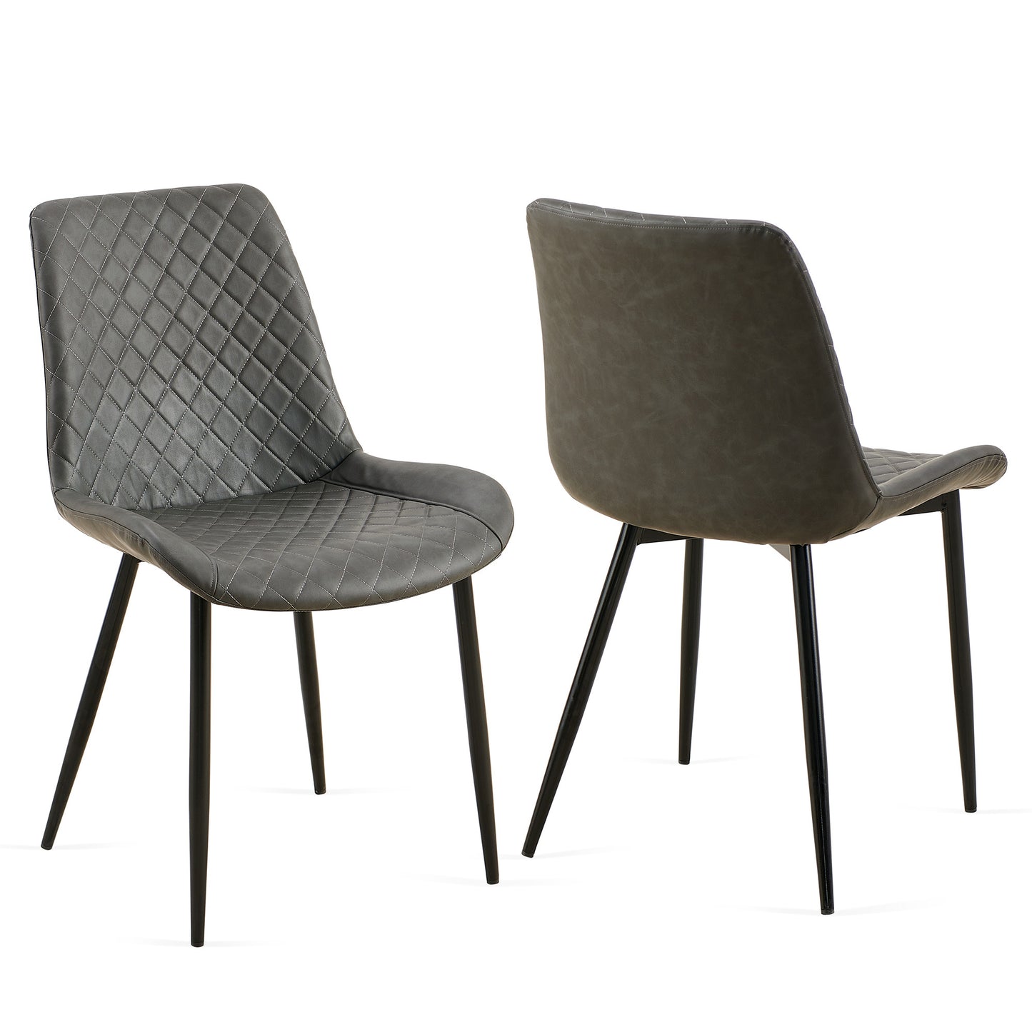 Taryn Mid-Century Modern PU Leather Side Chairs Set of 2 Gray