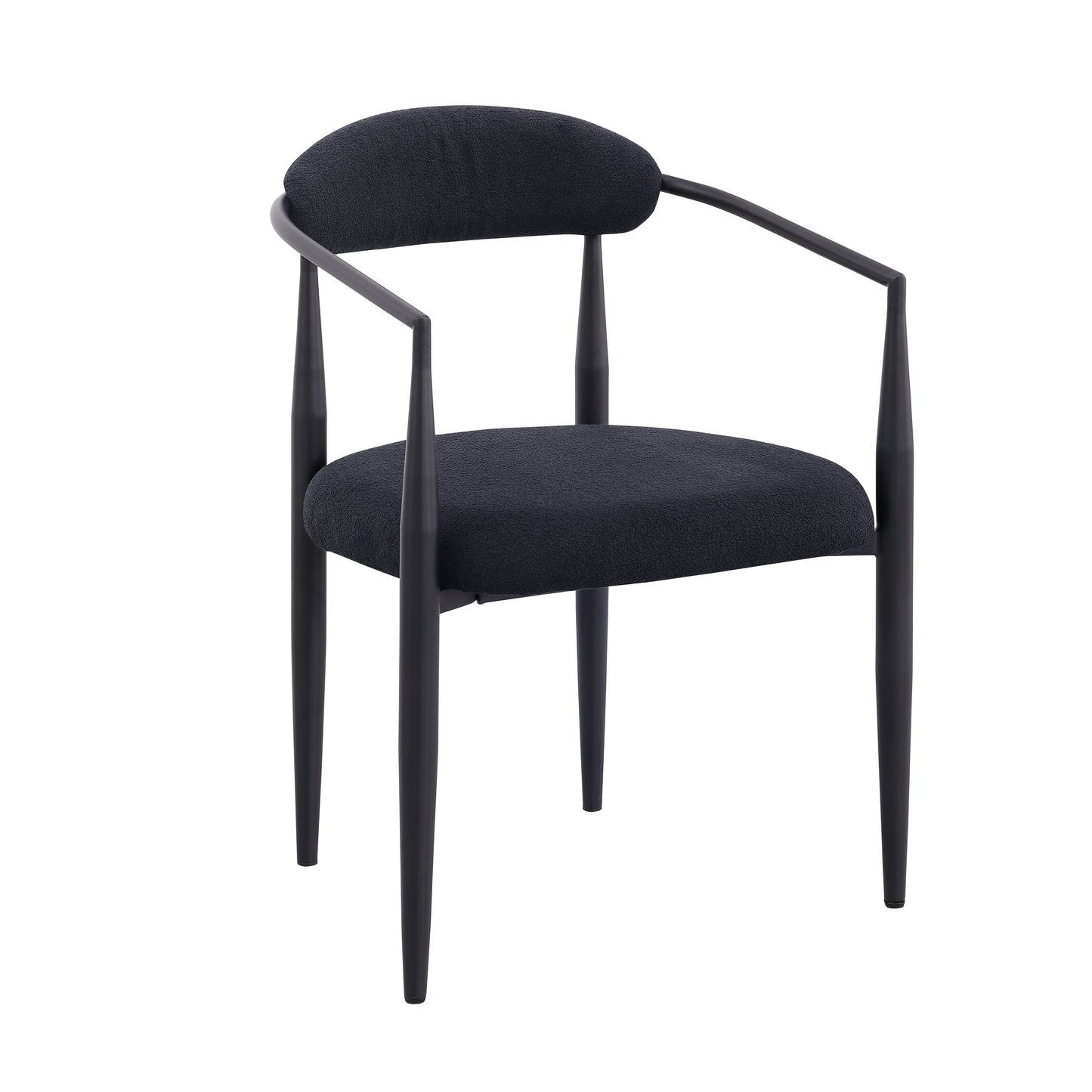 Amos Mid-Century Modern Dining Chairs with Iron Frame Set of 2 Black