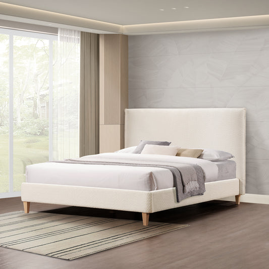 Kenji Vireo Upholstered Platform Bed - Pearl White - Queen