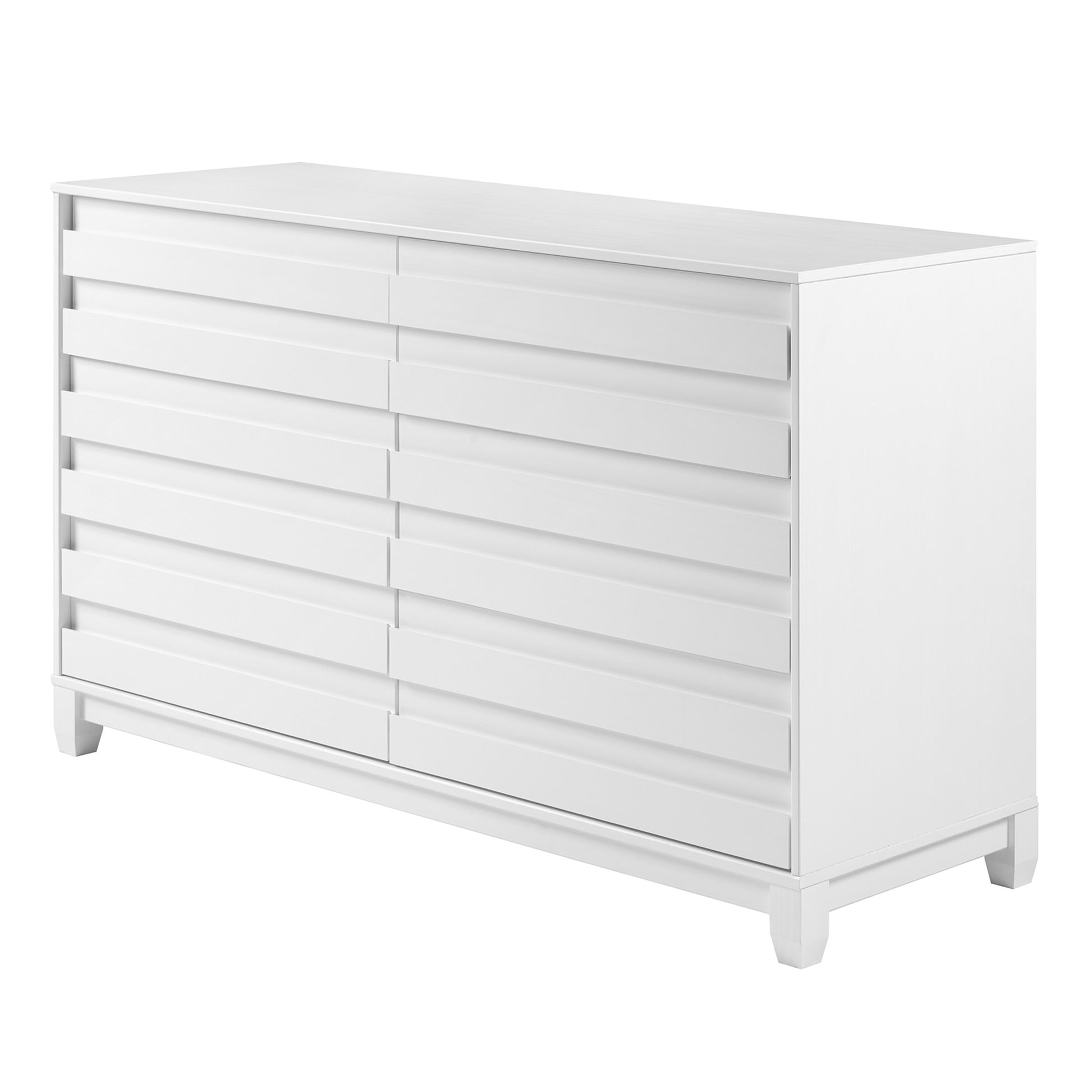 Agnes Modern 6-Drawer Solid Wood Dresser with Channel Pulls - White