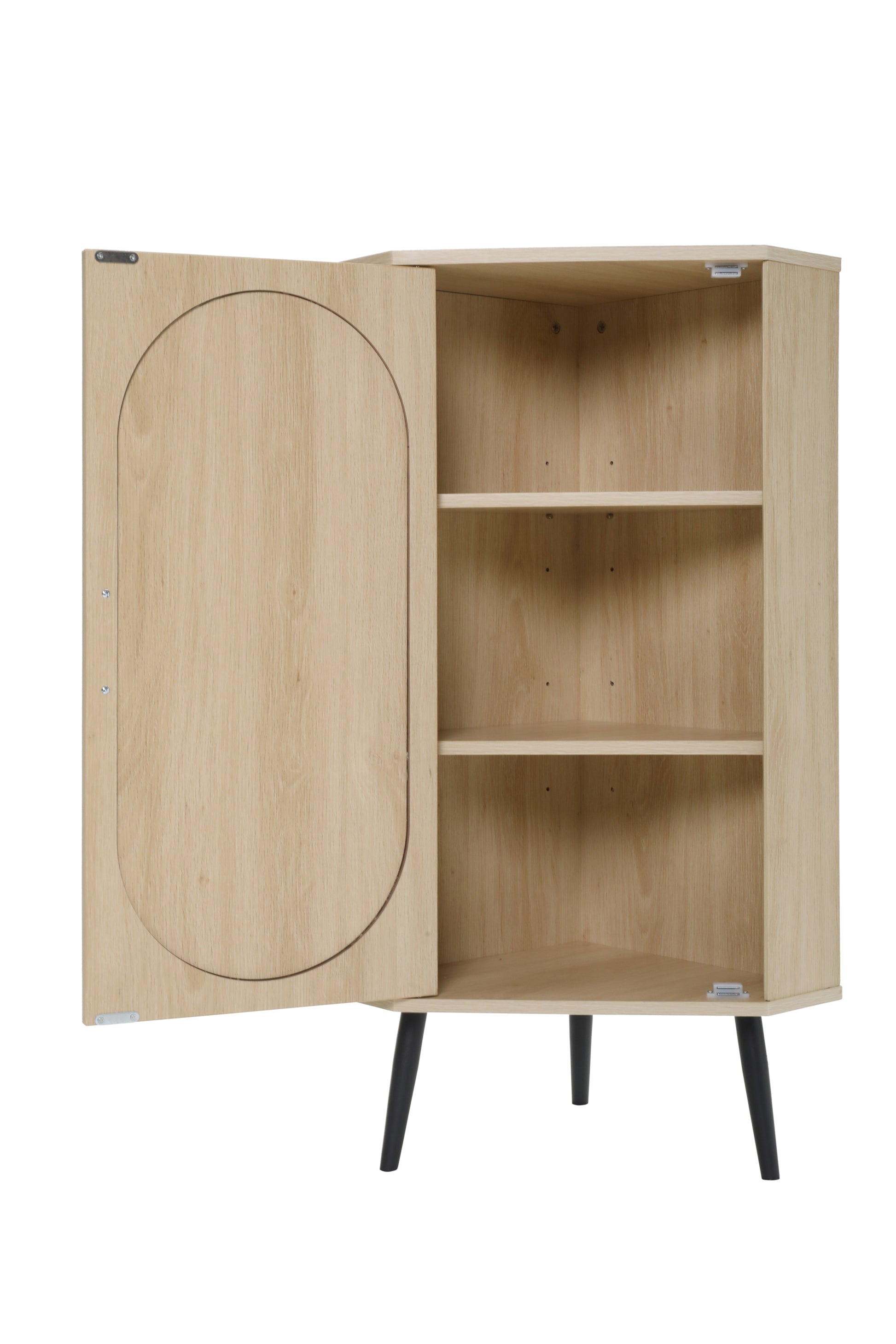 Allen Natural Finish Corner Cabinet with Rattan Fronts