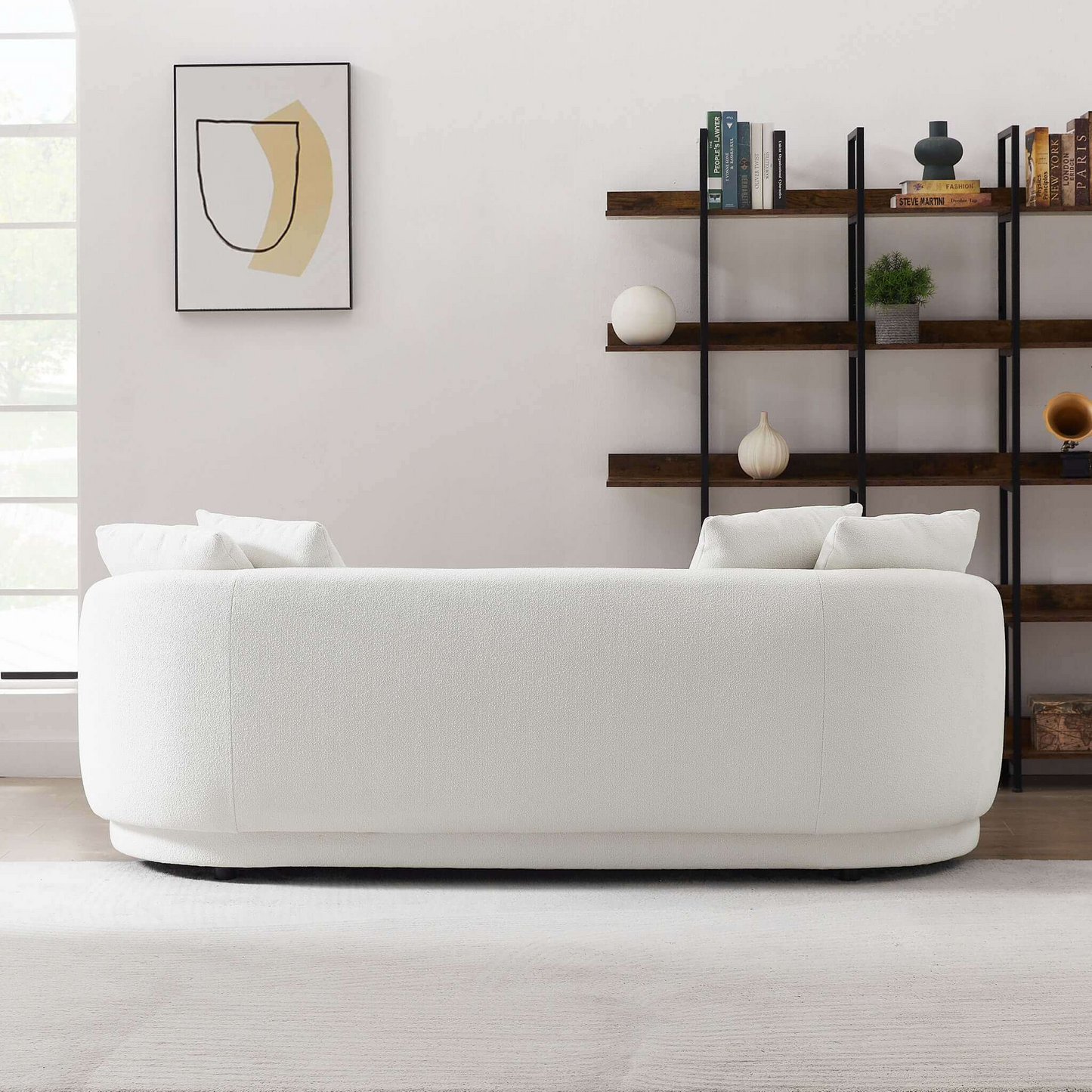 Dylan French Modern Boucle Upholstered Sofa, White