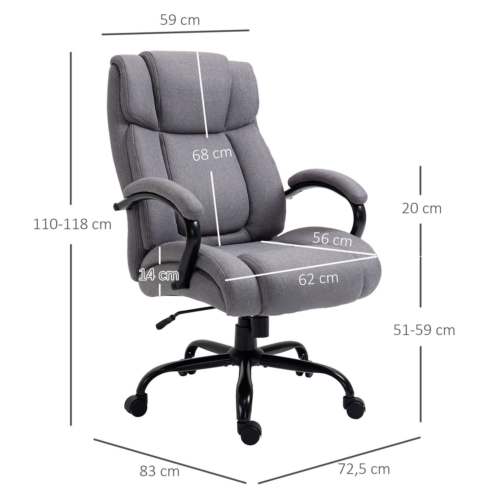 Marnie High Back Big and Tall Executive Office Chair, Gray