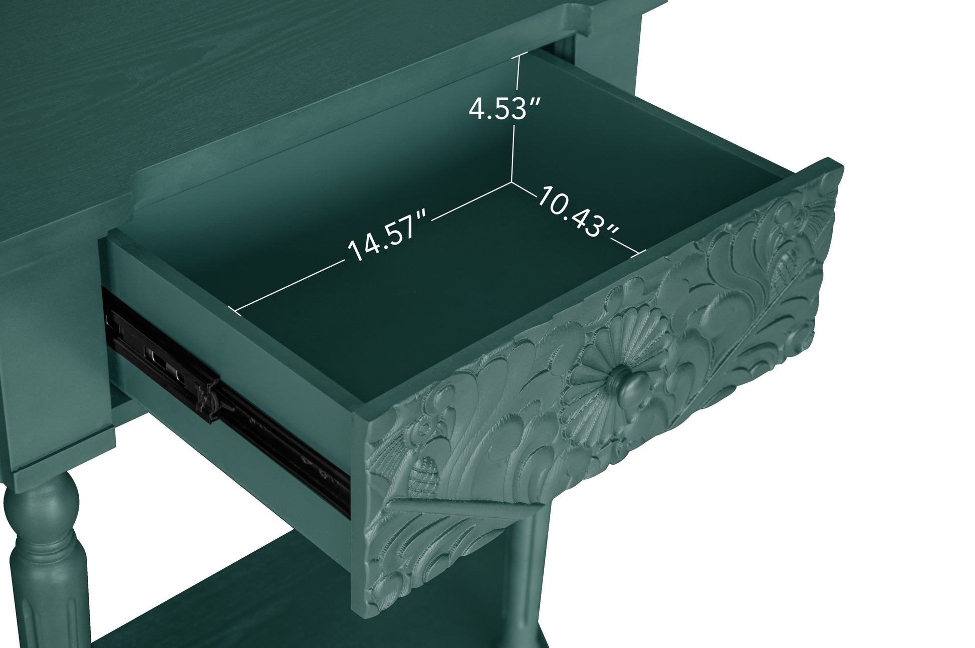 Leslie Traditional Console Table with Carved Detail, Green