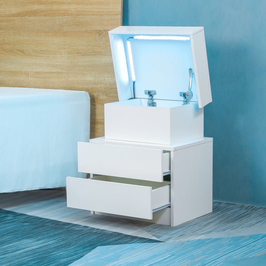 Veda Modern White LED Nightstand