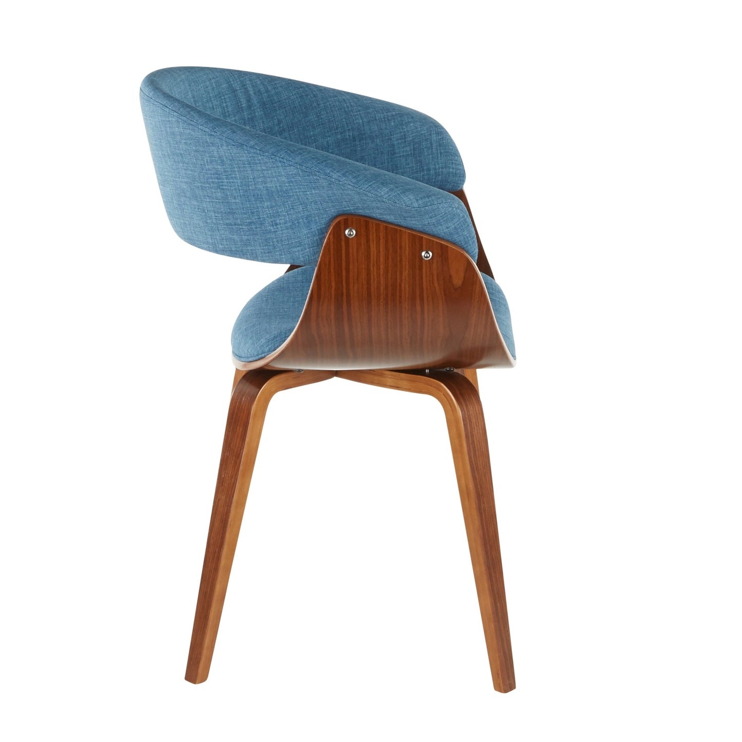 Weston Mid-Century Modern Side Chairs with Walnut Frame Set of 2 , Blue