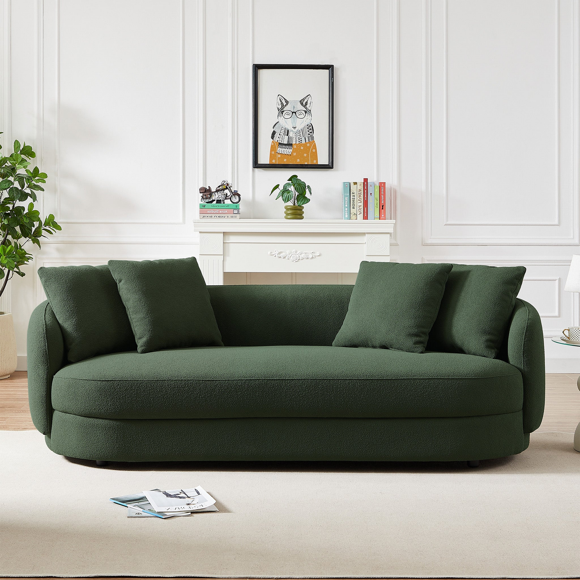 Dylan French Modern Boucle Upholstered Sofa, Green