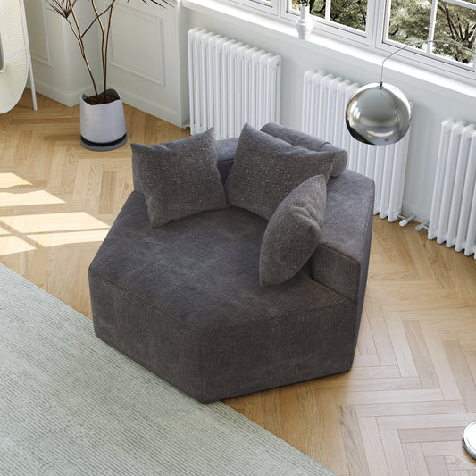 Versatile Comfort: 54'' Chenille Sponge Fluffy Grey Modern Sleeper Chair