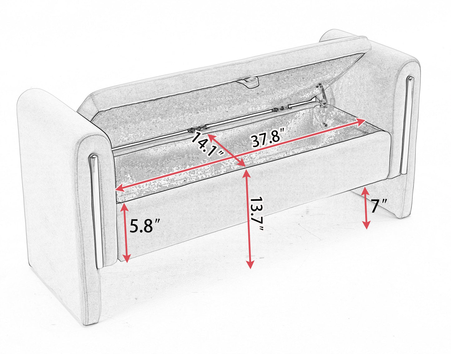 Cassidy Teddy Upholstered Bedroom Storage Bench - Ivory