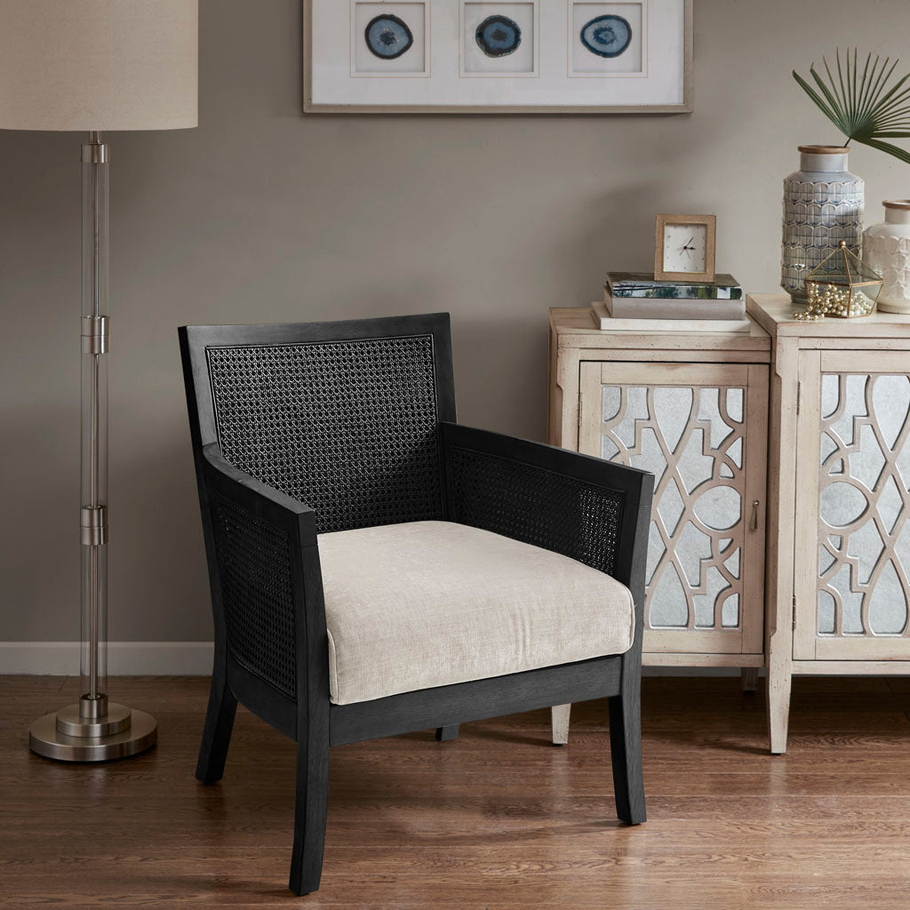 Hazel Black Cane Accent Chair