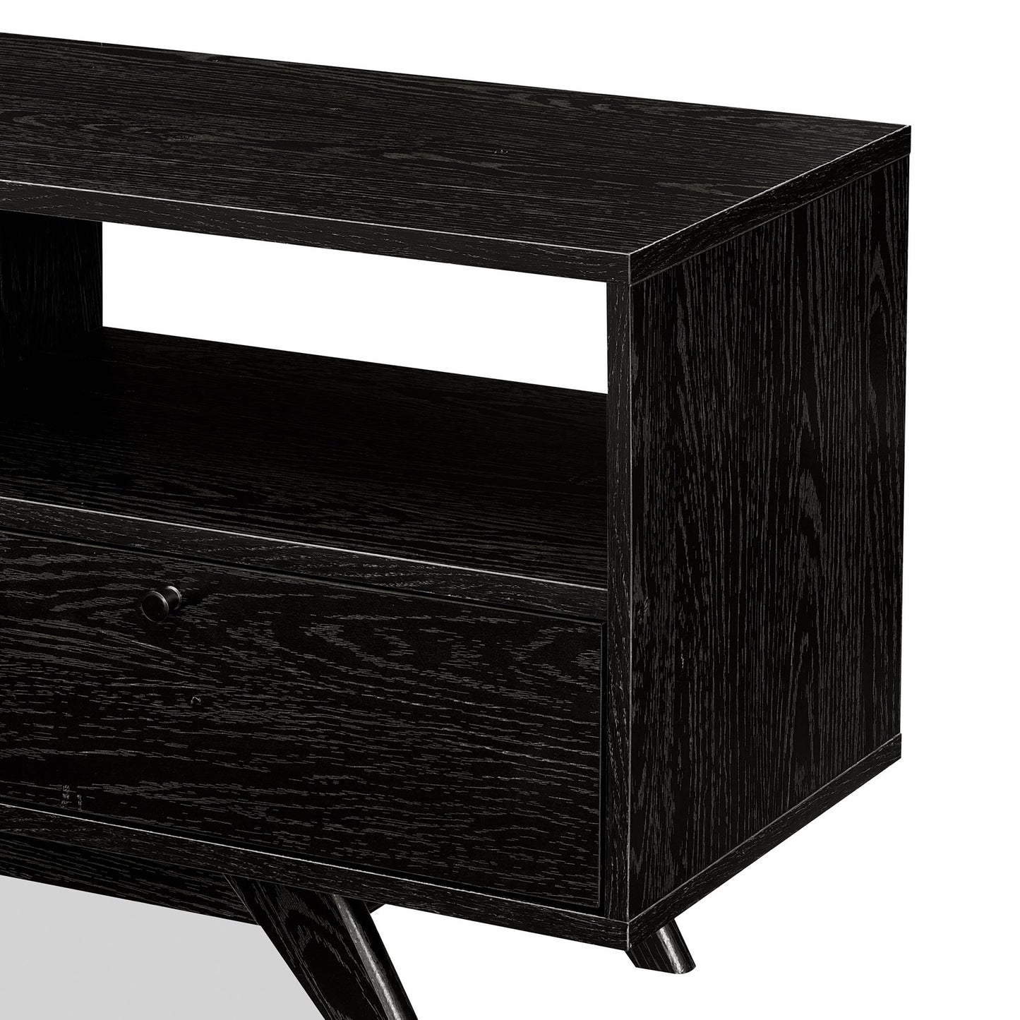 Naomi Modern Scandi 3-Door Low Profile TV Stand for TVs up to 80 Inches – Black