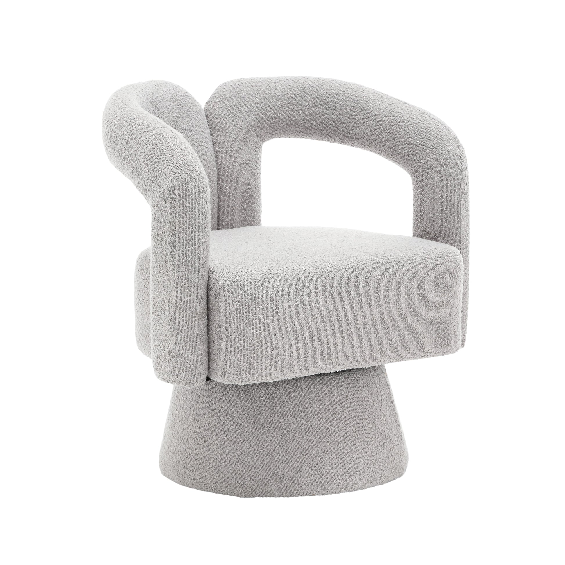 Coolmore Versatile Comfort Light Gray Boucle 360° Swivel Cuddle Barrel Accent Chair