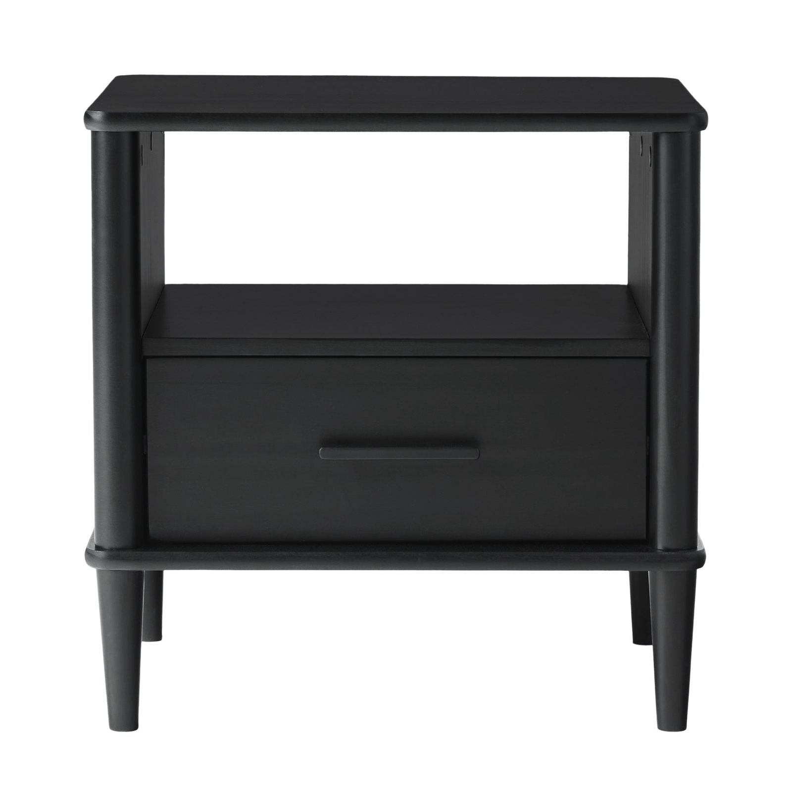 Camilla Transitional Solid Wood Spindle Nightstand – Black