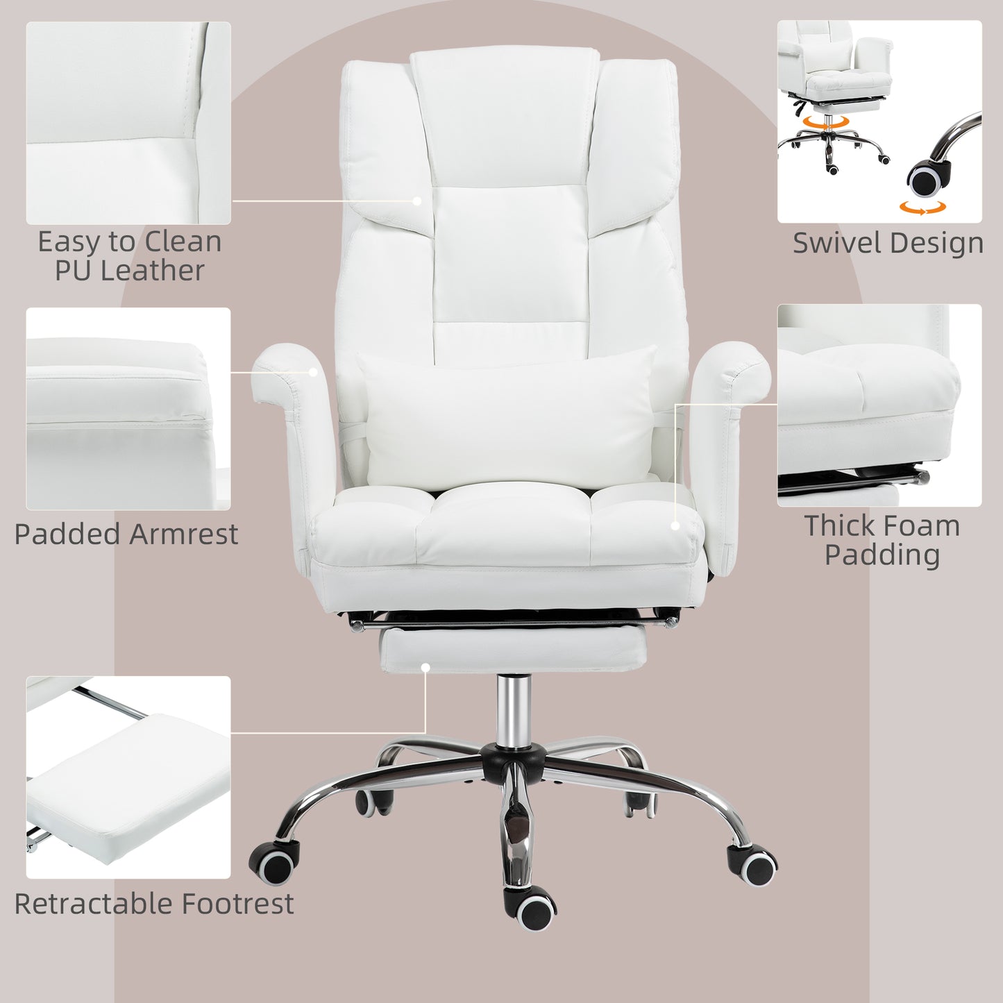 Amara PU Leather Executive Office Chair, White