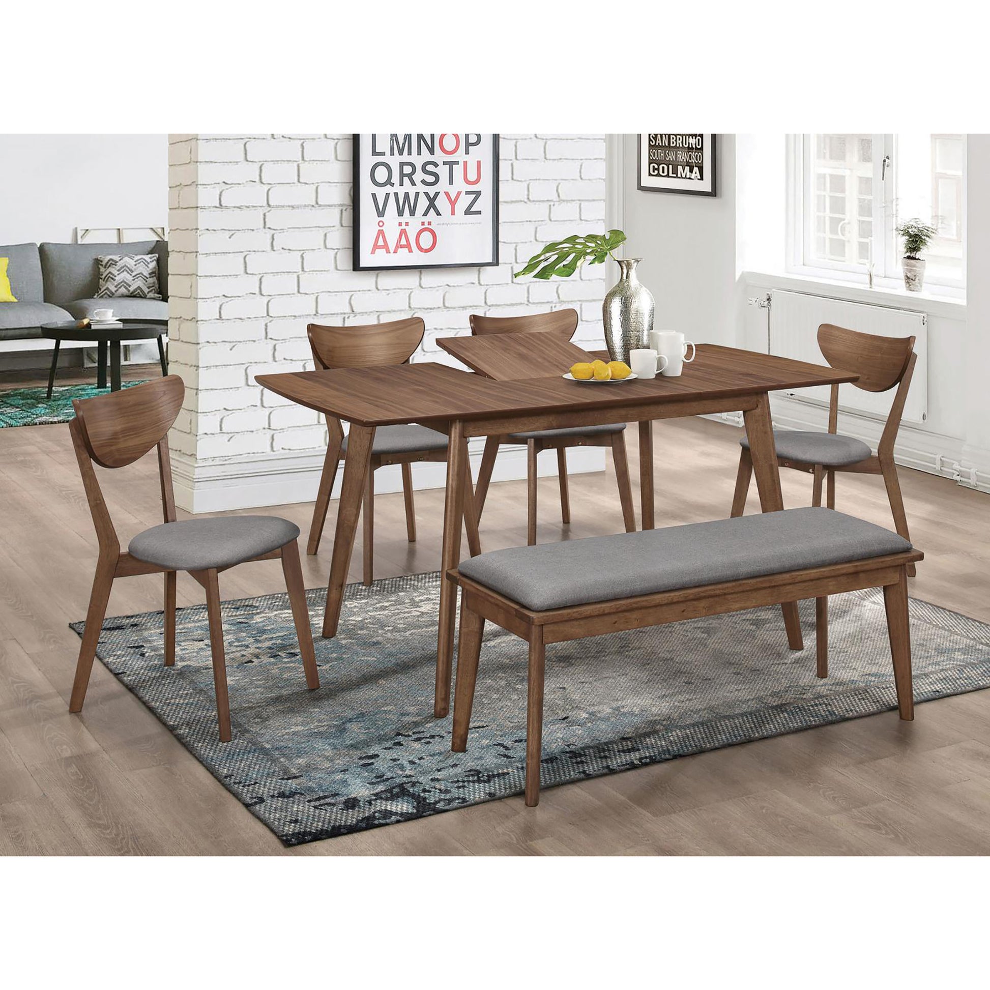 Martin Natural Walnut and Grey Upholestered Dining Chair Set of 2