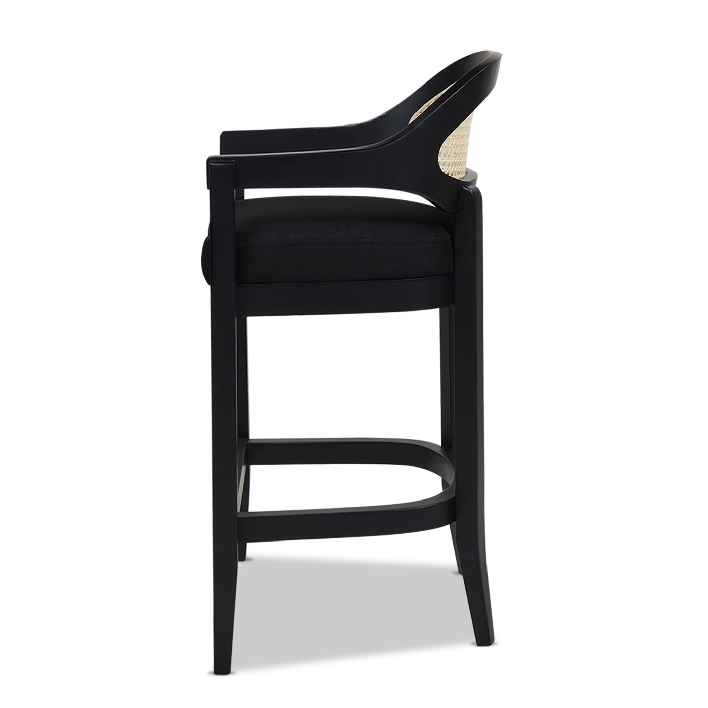 Faustine Mid-Century Modern 26' Cane Back Counter Stool, Jet Black Woven