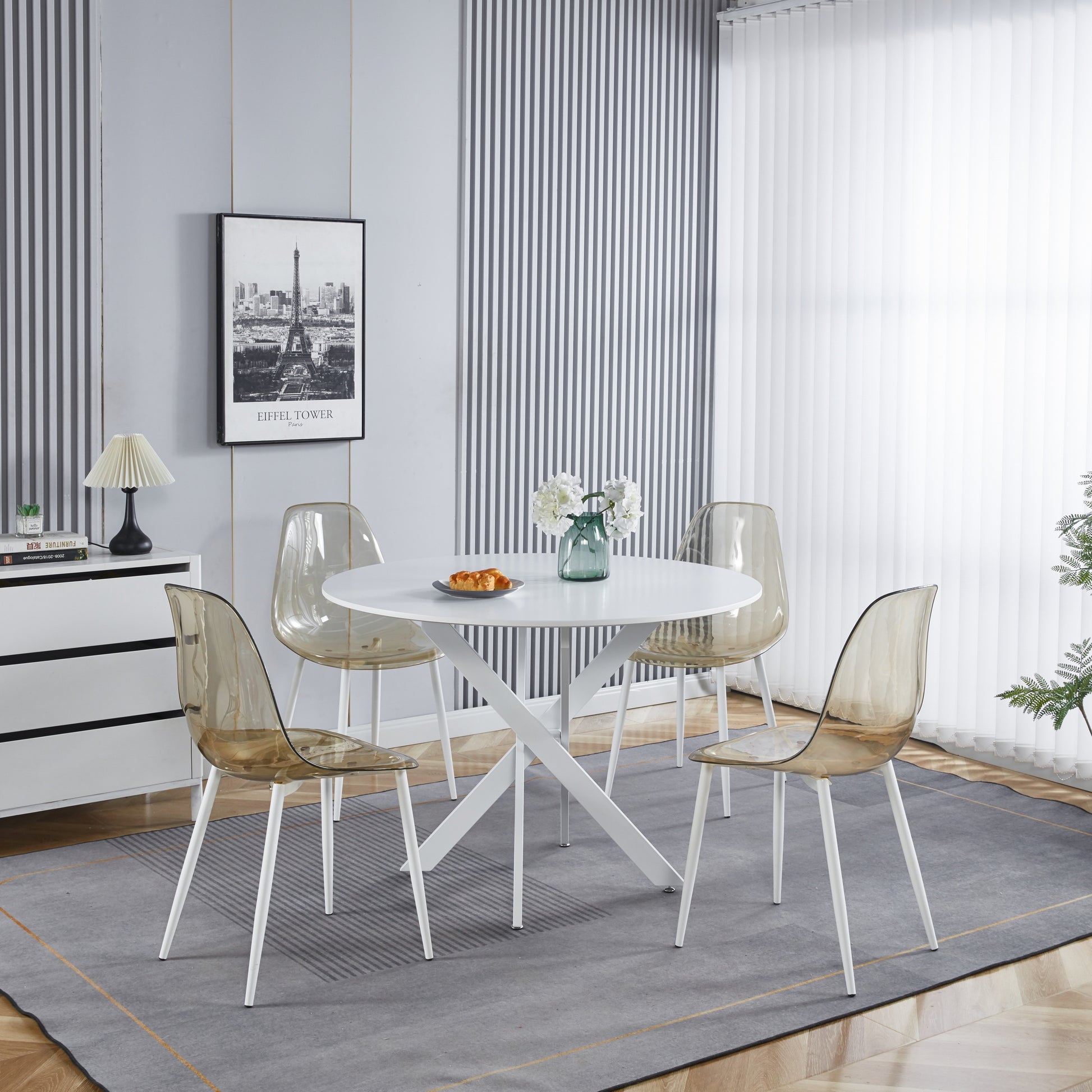 Joliette 42.1" Round Dining Table with Crossed Legs, White